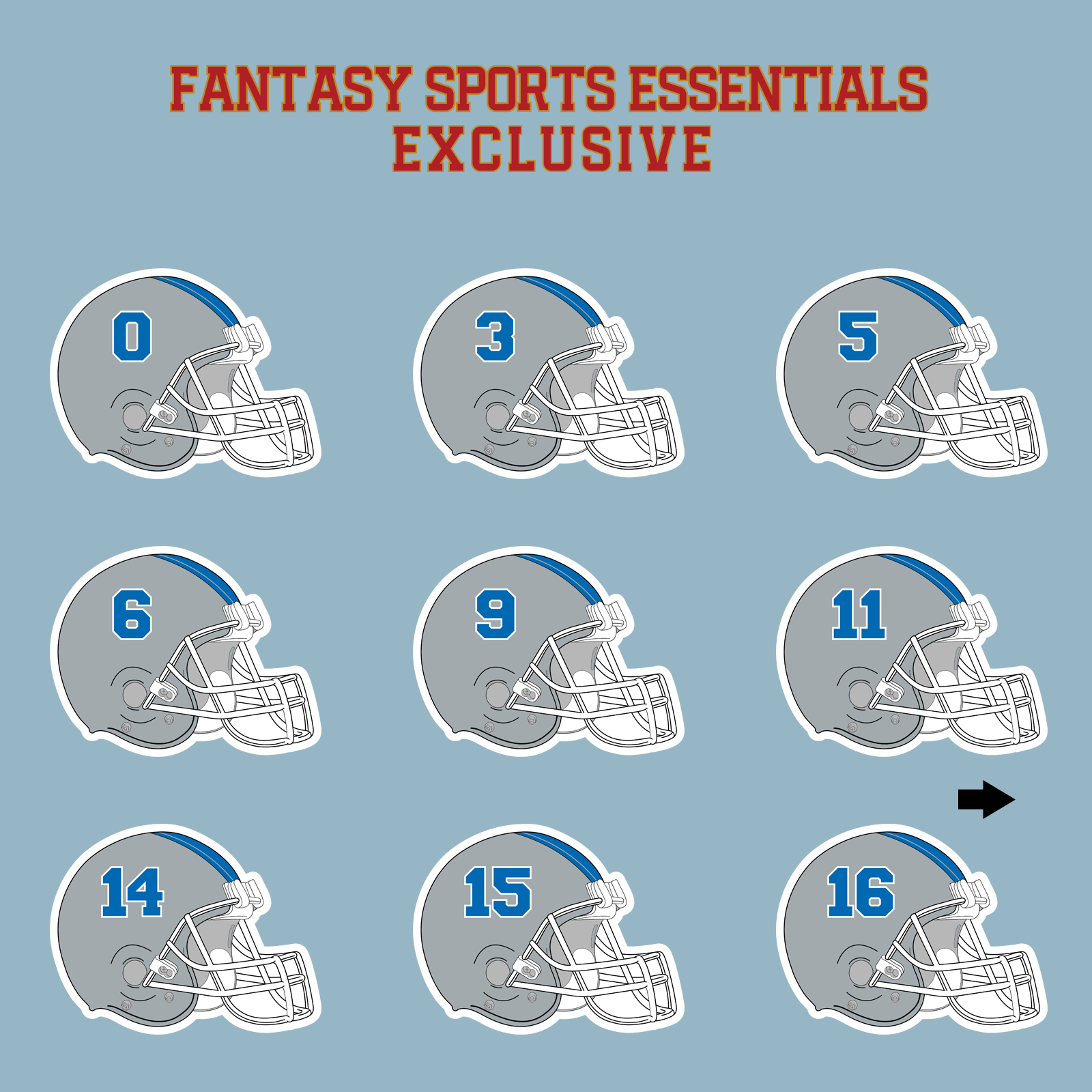 Fantasy Sports Essentials Exclusive Detrot Lions 2024 Helmet Matte Stickers Page 1