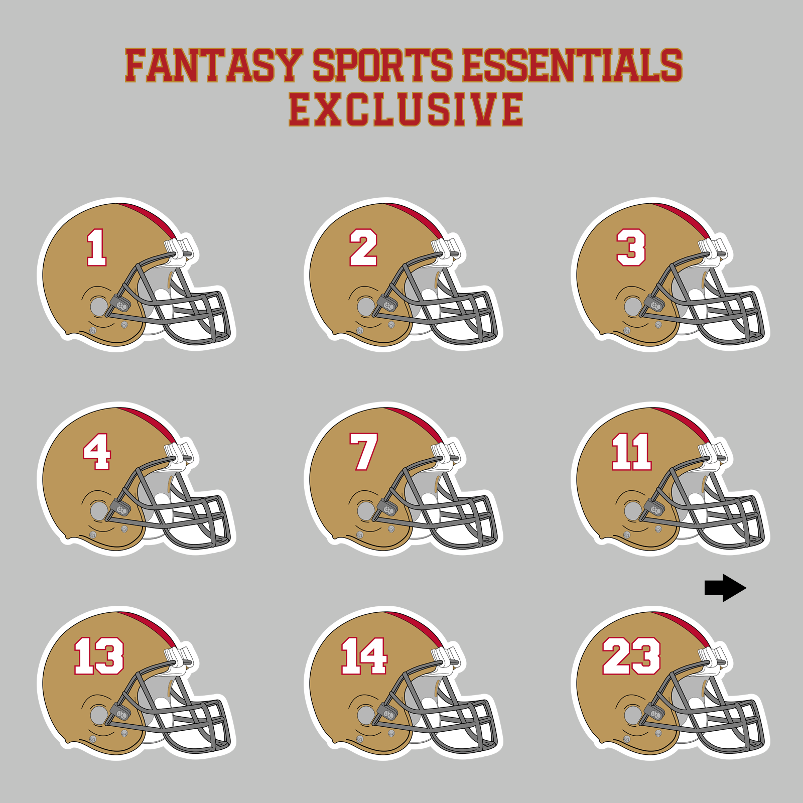 Fantasy Sports Essentials Exclusive San Francisco 49ers 2024 Helmet Magnets Page 1