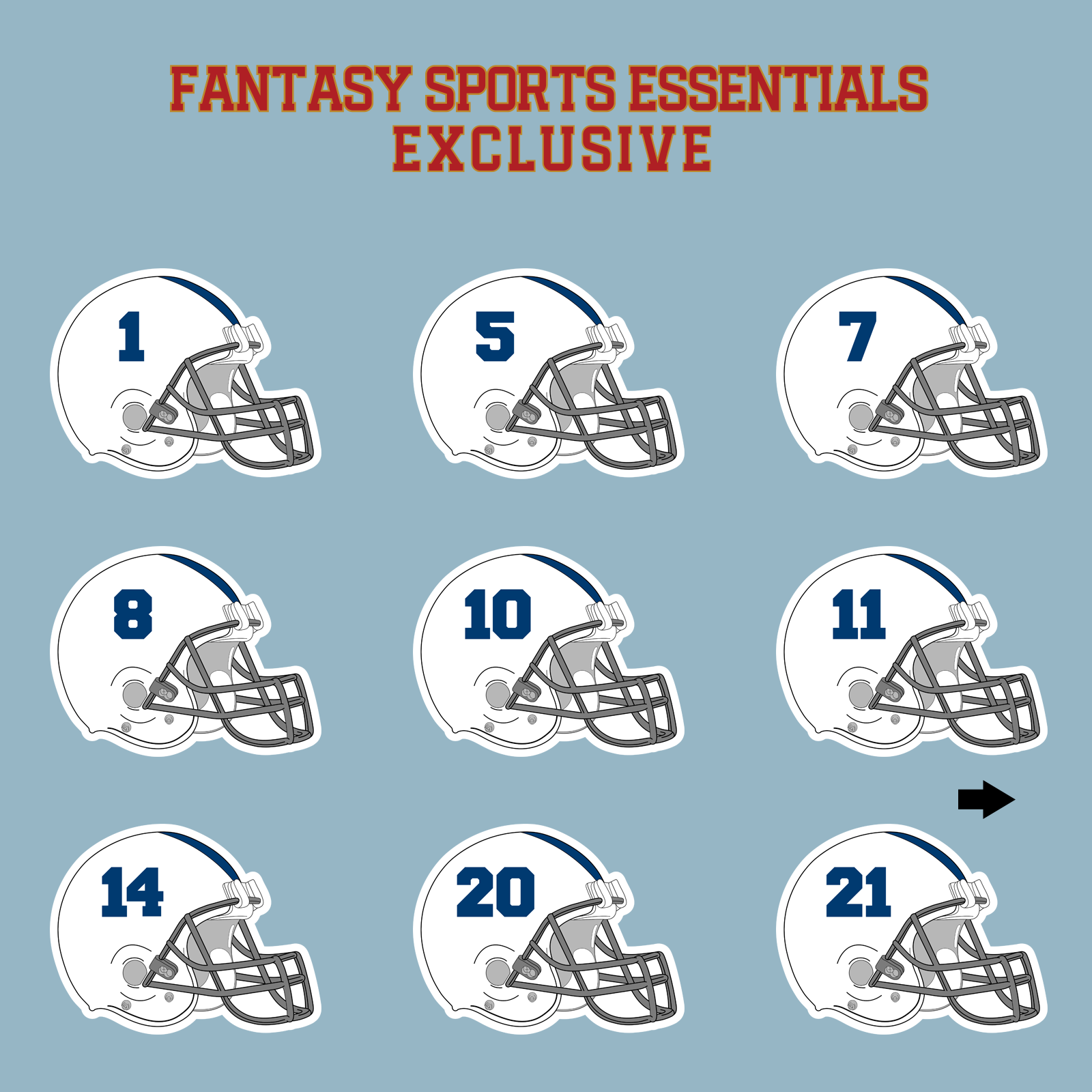 Fantasy Sports Essentials Exclusive Indianapolis Colts 2024 Helmet Matte Stickers Page 1