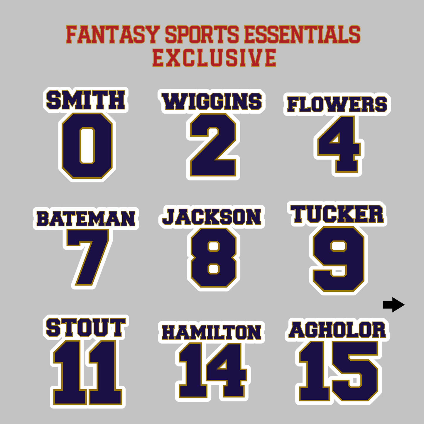 Fantasy Sports Essentials Exclusive Baltimore Ravens 2024 Name and Number Magnets Page 1