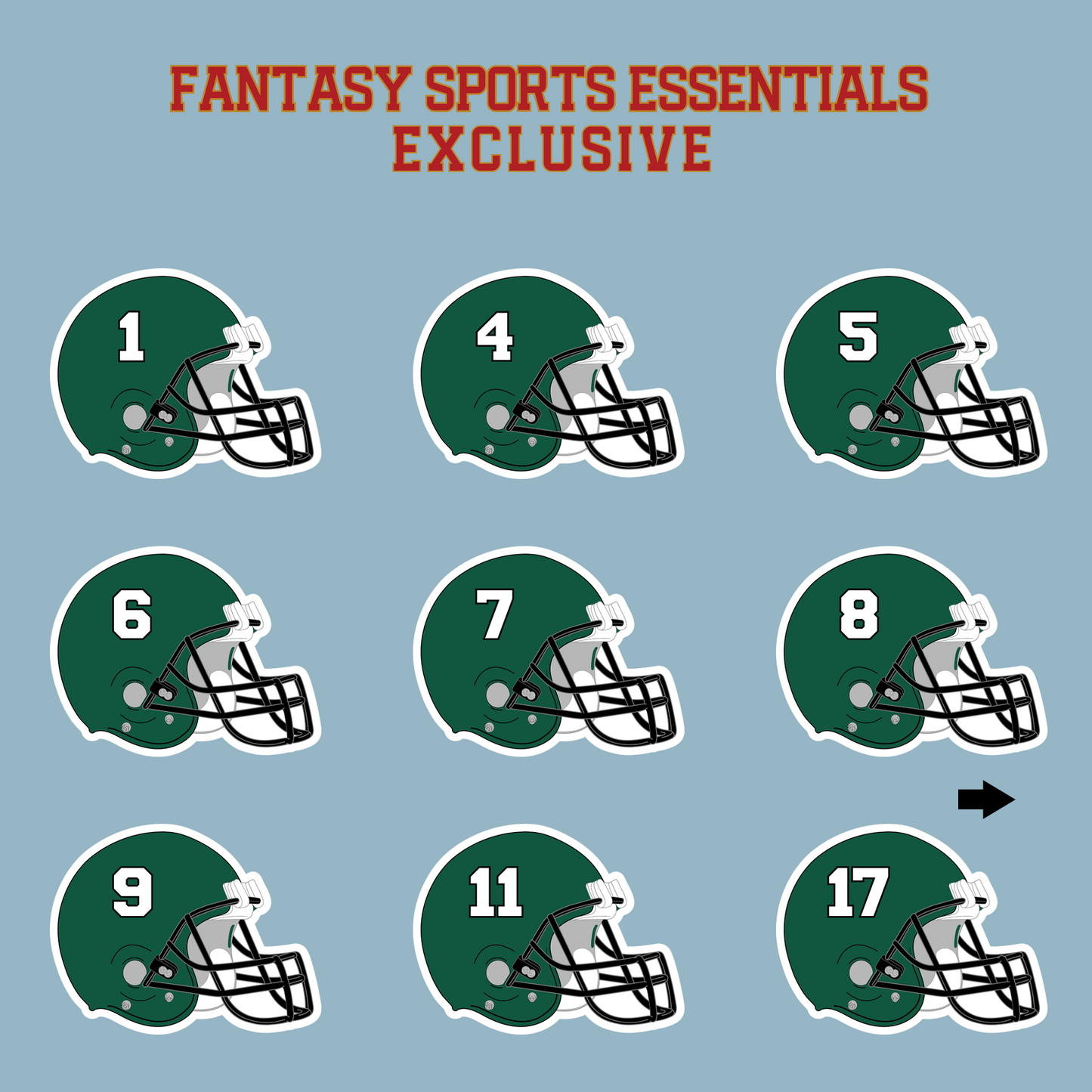 Fantasy Sports Essentials Exclusive New York Jets 2024 Helmet Matte Stickers Page 1