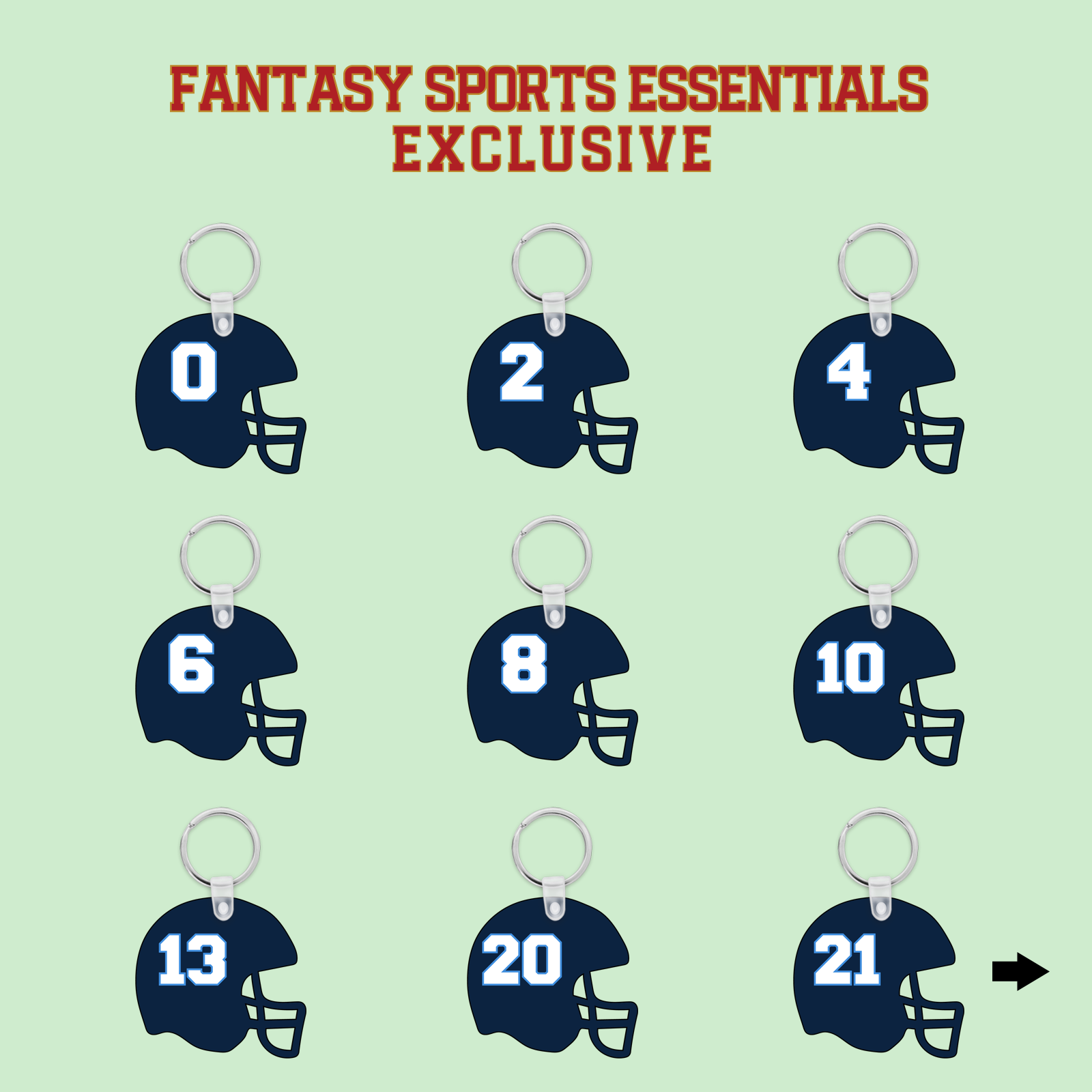 Fantasy Sports Essentials Exclusive Tennessee Titans 2024 Helmet Keychains Page 1