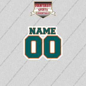 2000s Miami Dolphins Personalized Name and Number Glossy Stickers