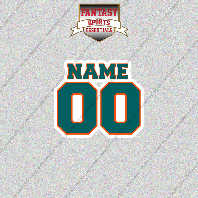 2000s Miami Dolphins Personalized Name and Number Glossy Stickers