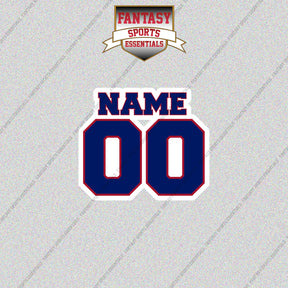 2000s New York Giants Personalized Name and Number Glossy Stickers