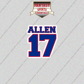 2026 Buffalo Bills Name and Number Glossy Stickers