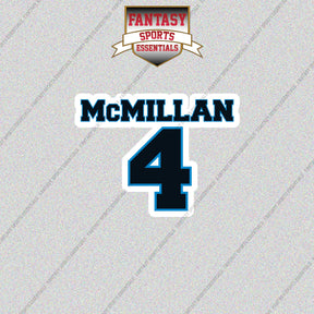 2026 Carolina Panthers Name and Number Glossy Stickers