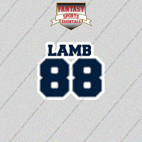 2026 Dallas Cowboys Name and Number Glossy Stickers