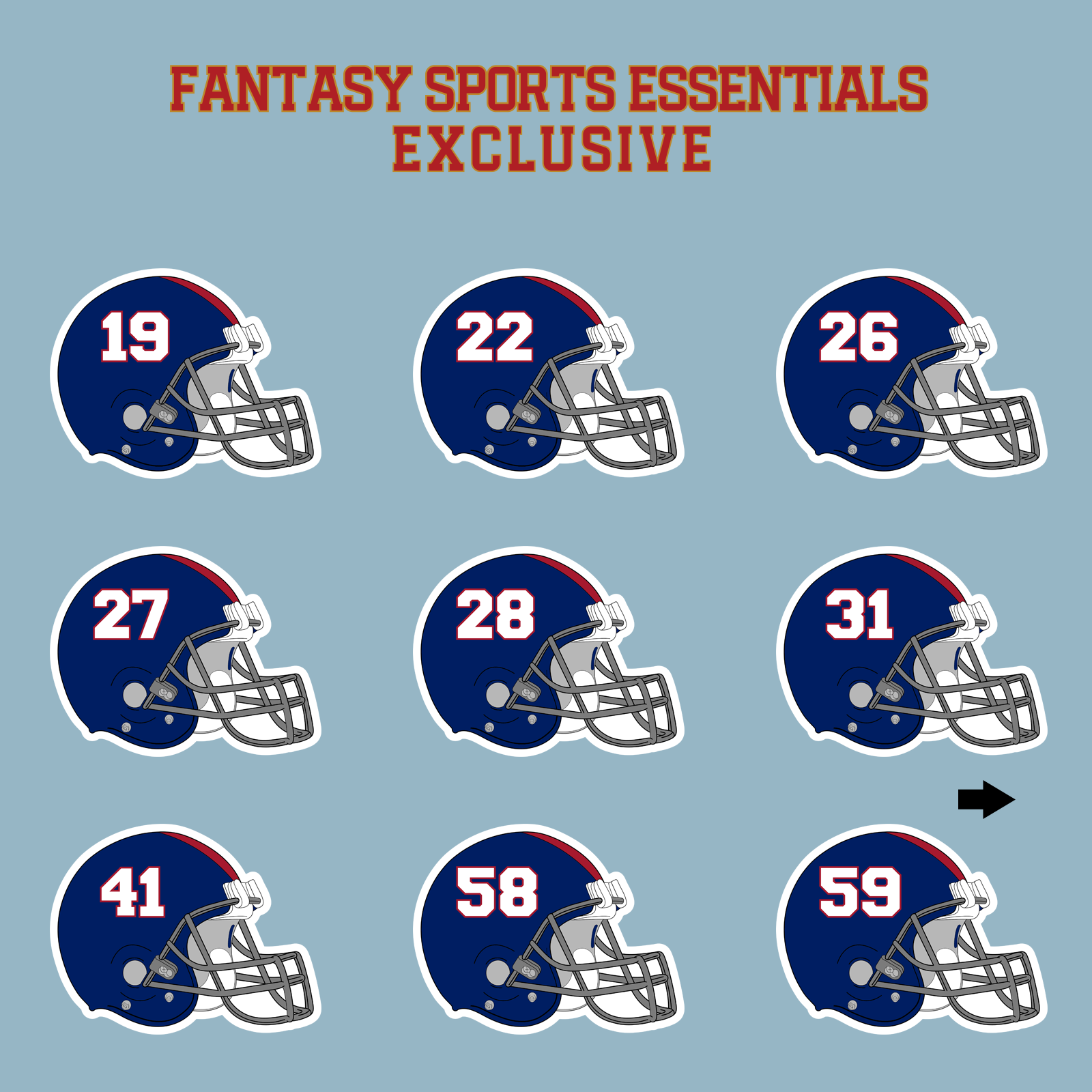 Fantasy Sports Essentials Exclusive New York Giants 2024 Helmet Matte Stickers Page 2