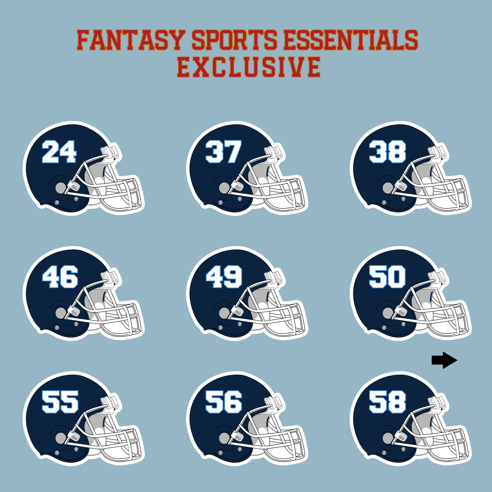 Fantasy Sports Essentials Exclusive Tennessee Titans 2024 Helmet Matte Stickers Page 2