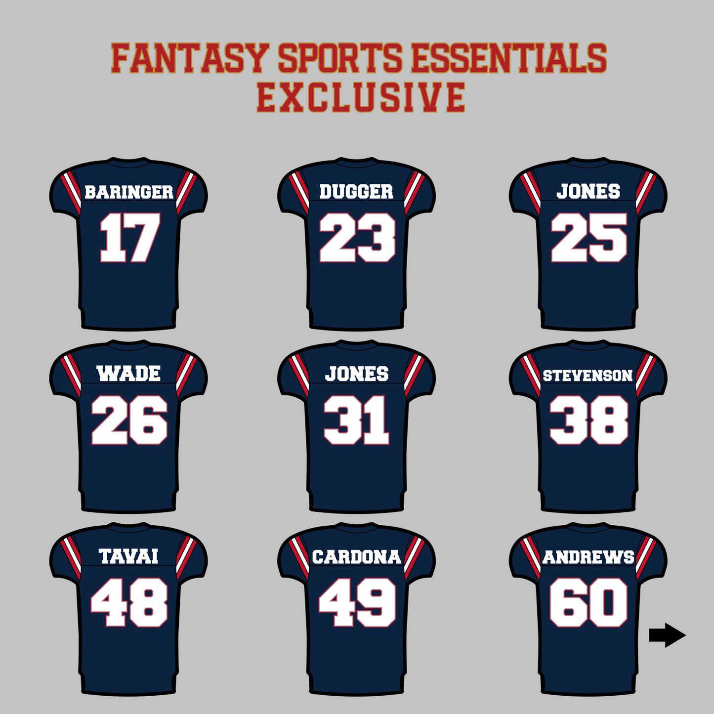 Fantasy Sports Essentials Exclusive New England Patriots 2024 Home Jersey Magnets Page 2