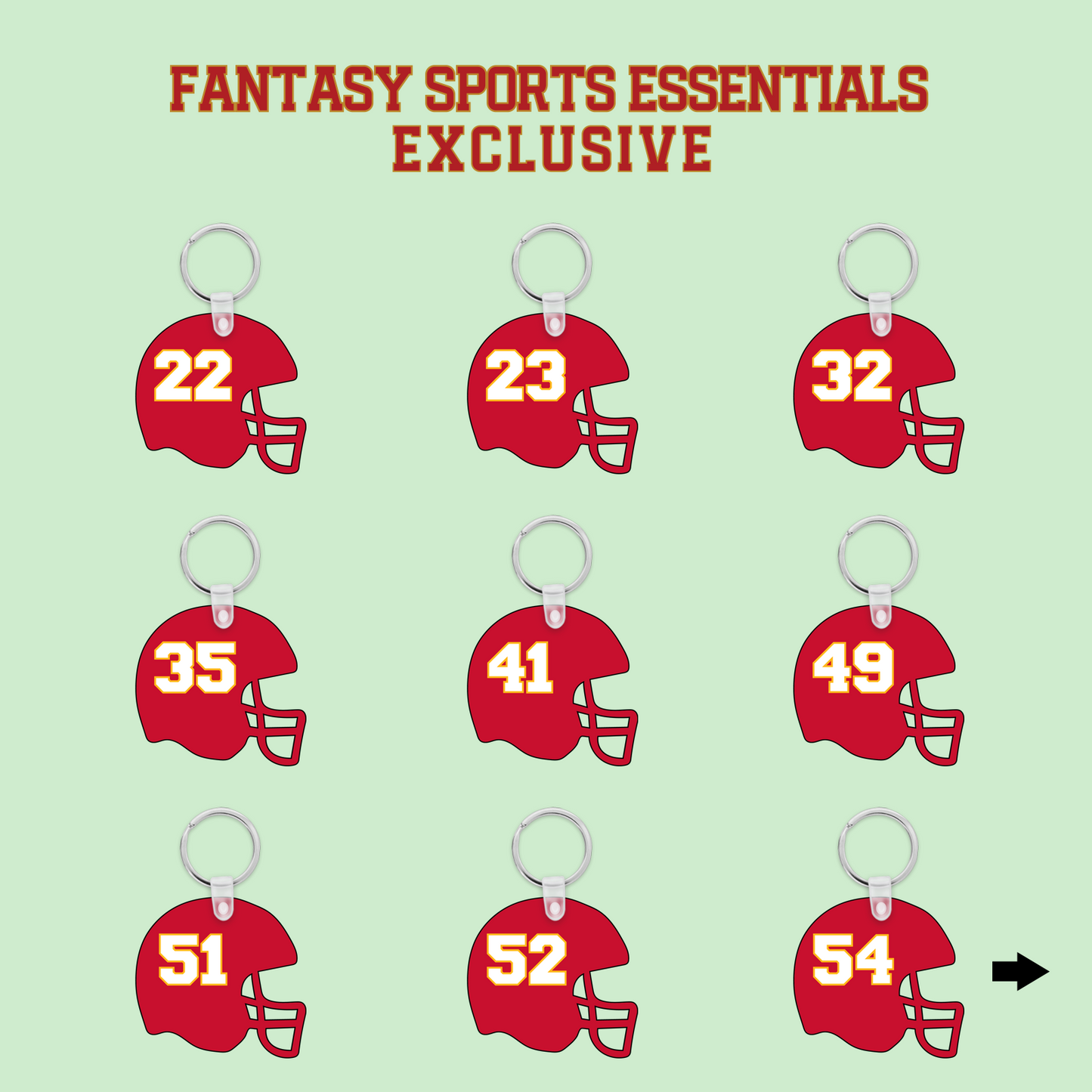 Fantasy Sports Essentials Exclusive Kansas City Chiefs 2024 Helmet Keychains Page 2