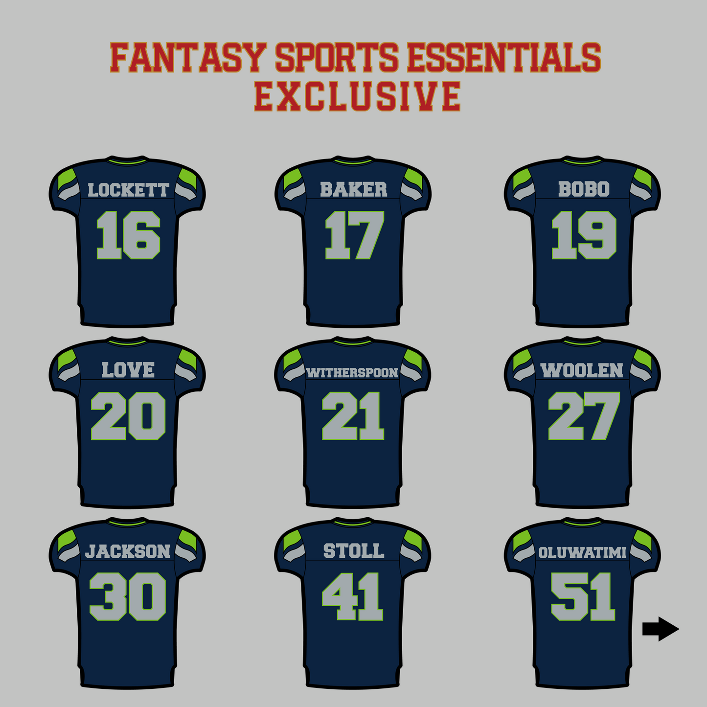 Fantasy Sports Essentials Exclusive Seattle Seahawks 2024 Home Jersey Magnets Page 2