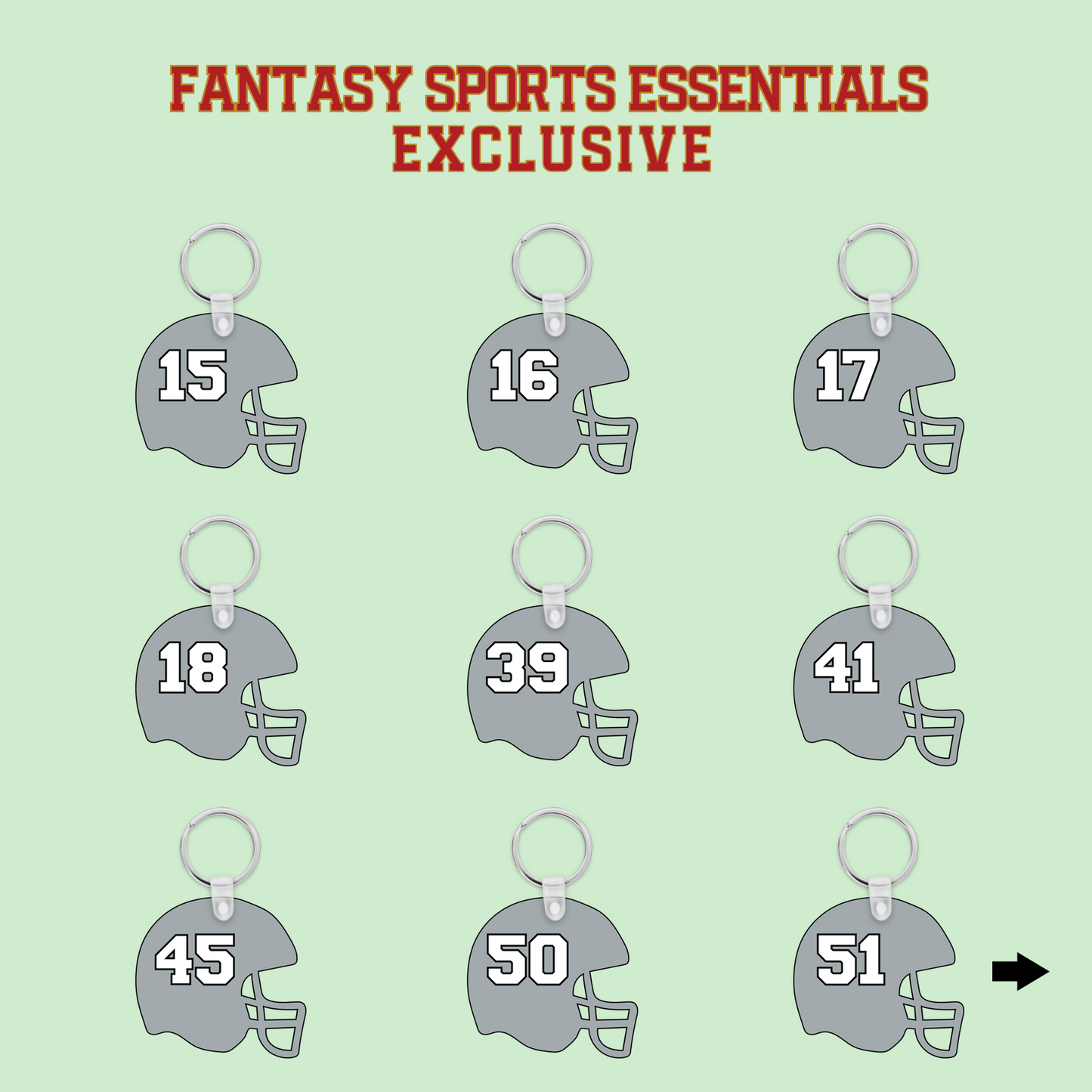 Fantasy Sports Essentials Exclusive Las Vegas Raiders 2024 Helmet Keychains Page 2