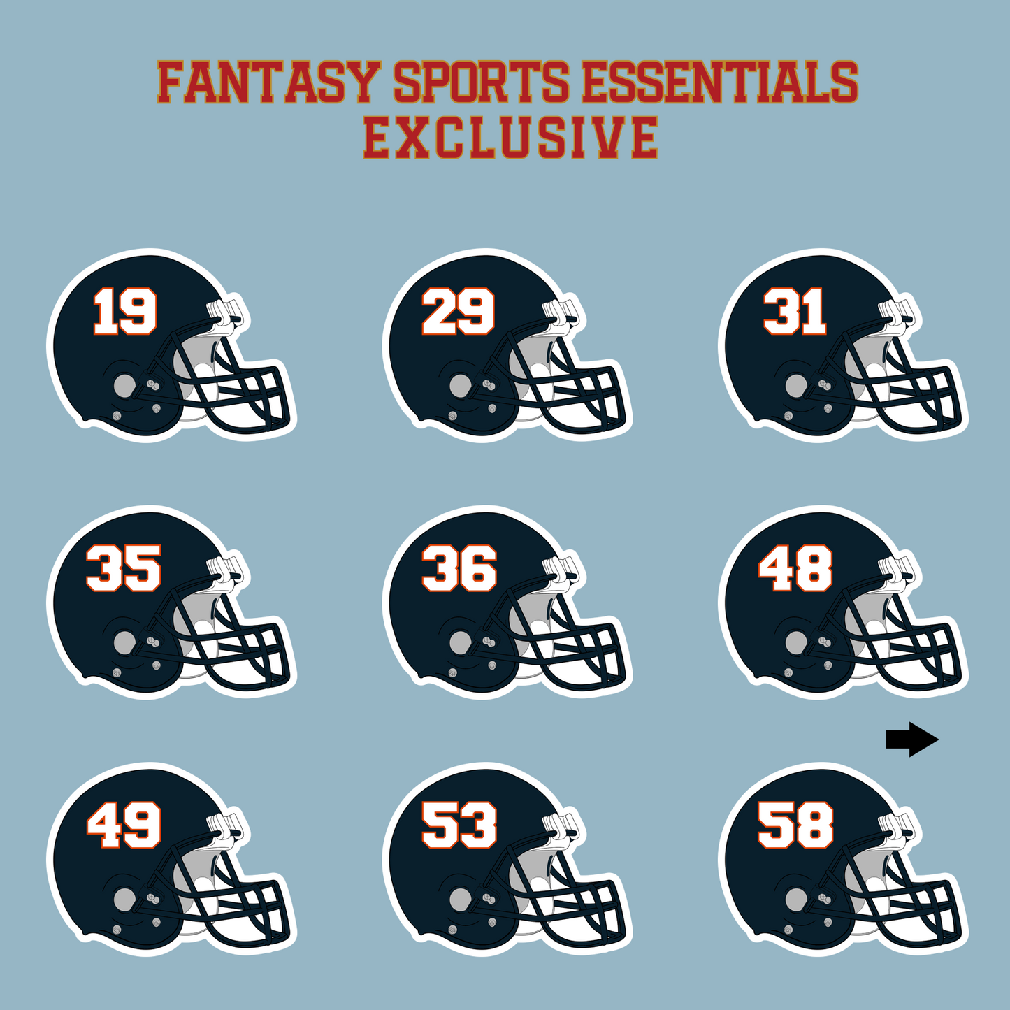 Fantasy Sports Essentials Exclusive Chicago Bears 2024 Helmet Matte Stickers Page 2