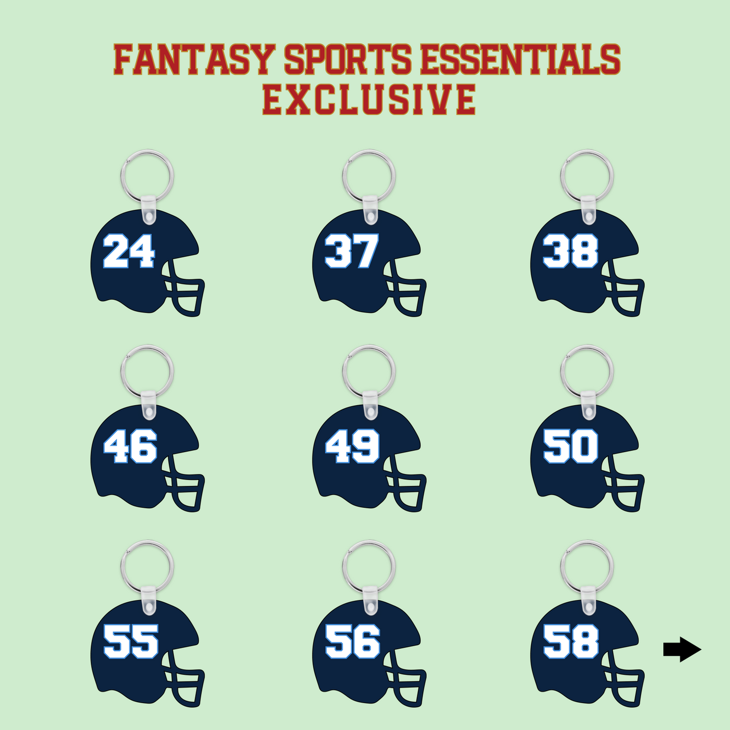 Fantasy Sports Essentials Exclusive Tennessee Titans 2024 Helmet Keychains Page 2