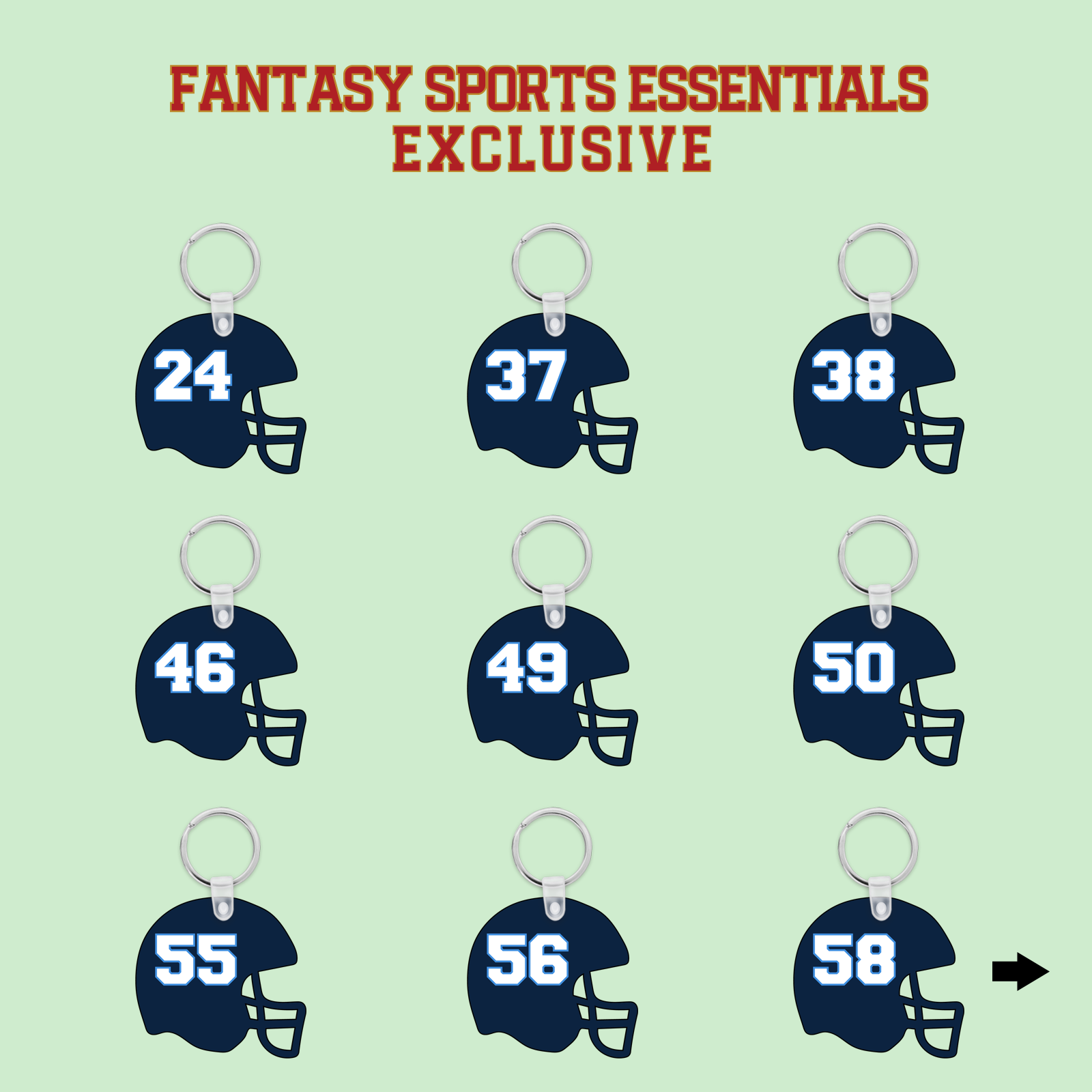 Fantasy Sports Essentials Exclusive Tennessee Titans 2024 Helmet Keychains Page 2