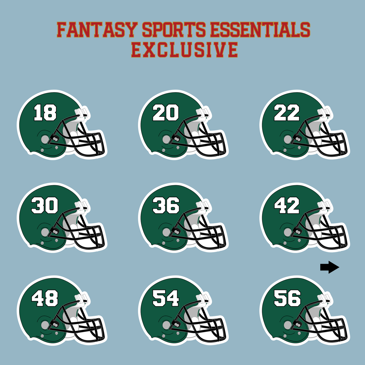 Fantasy Sports Essentials Exclusive New York Jets 2024 Helmet Matte Stickers Page 2