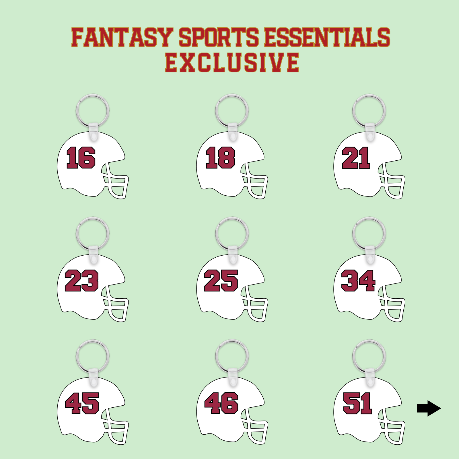 Fantasy Sports Essentials Exclusive Arizona Cardinals 2024 Helmet Keychains Page 2