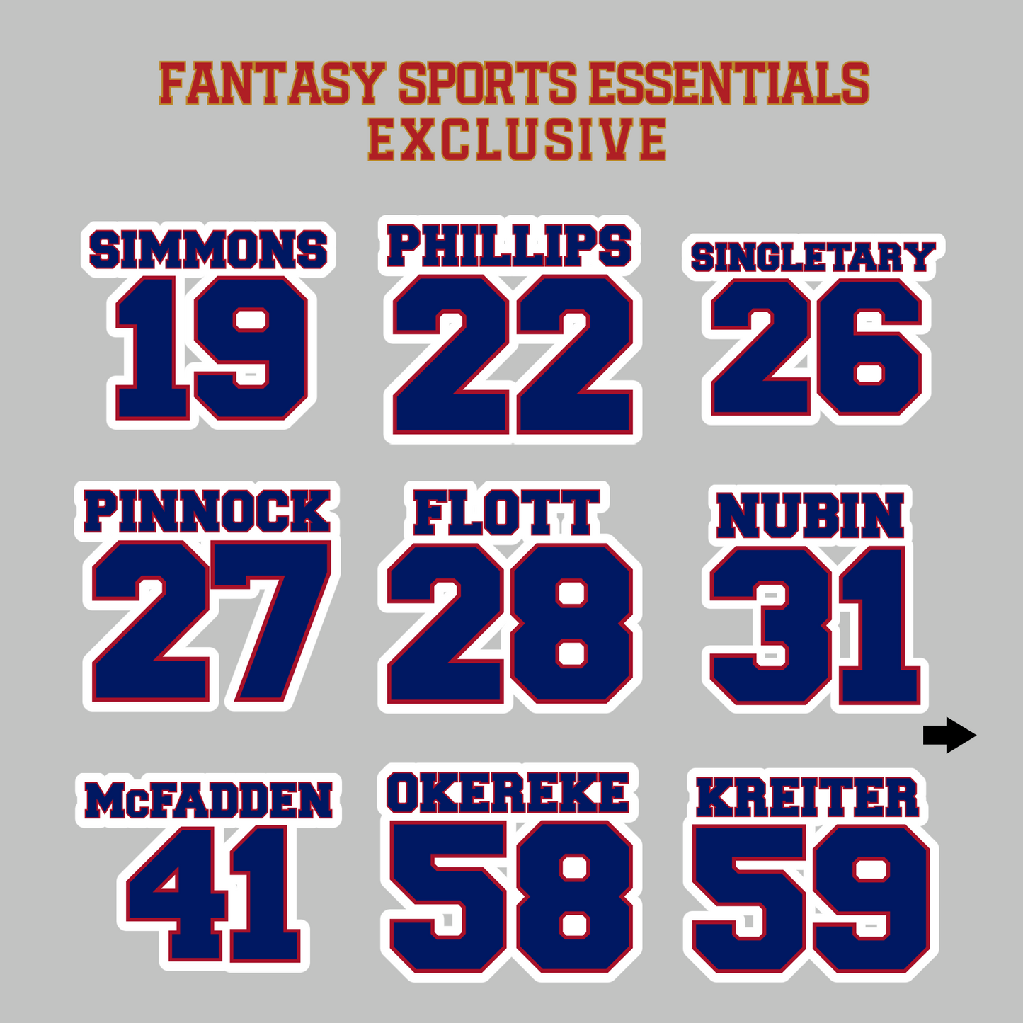 Fantasy Sports Essentials Exclusive New York Giants 2024 Name and Number Magnets Page 2