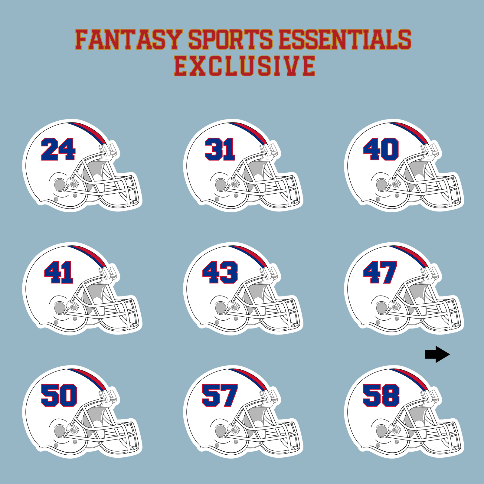 Fantasy Sports Essentials Exclusive Buffalo Bills 2024 Helmet Matte Stickers Page 2