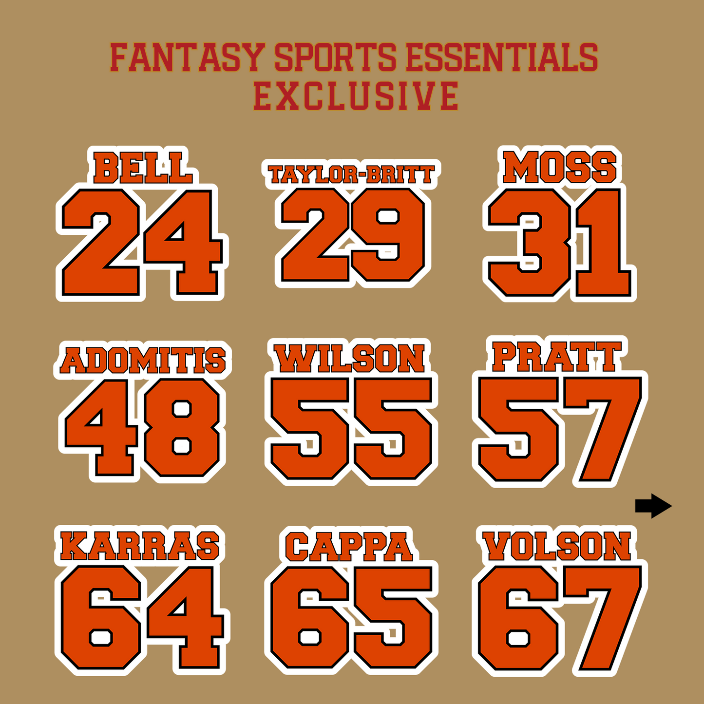 Fantasy Sports Essentials Exclusive Cincinnati Bengals 2024 Name and Number Glossy Stickers Page 2