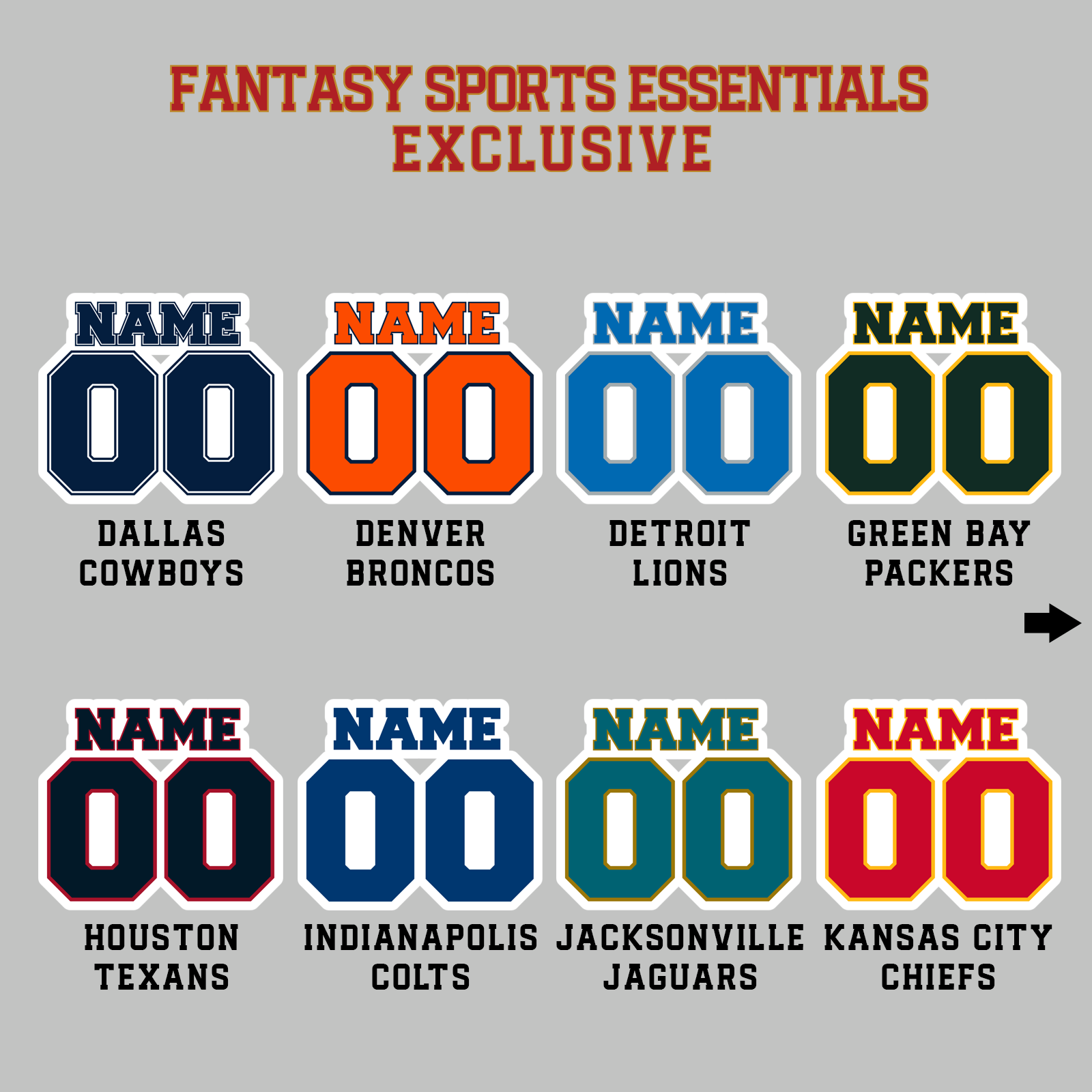 Fantasy Sports Essentials Exclusive Custom 2024 Pro Football Name and Number Magnets Page 2