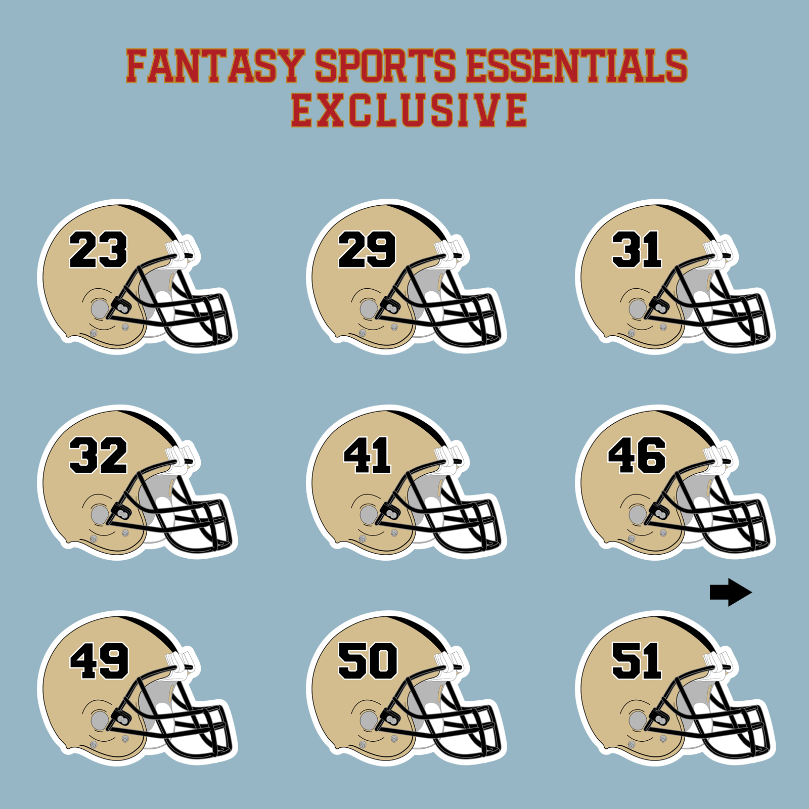 Fantasy Sports Essentials Exclusive New Orleans Saints 2024 Helmet Matte Stickers Page 2