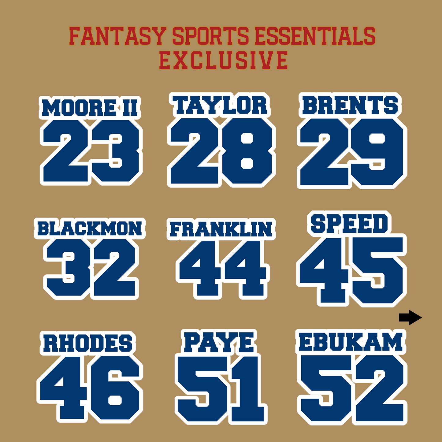 Fantasy Sports Essentials Exclusive Indianapolis Colts 2024 Name and Number Glossy Stickers Page 2