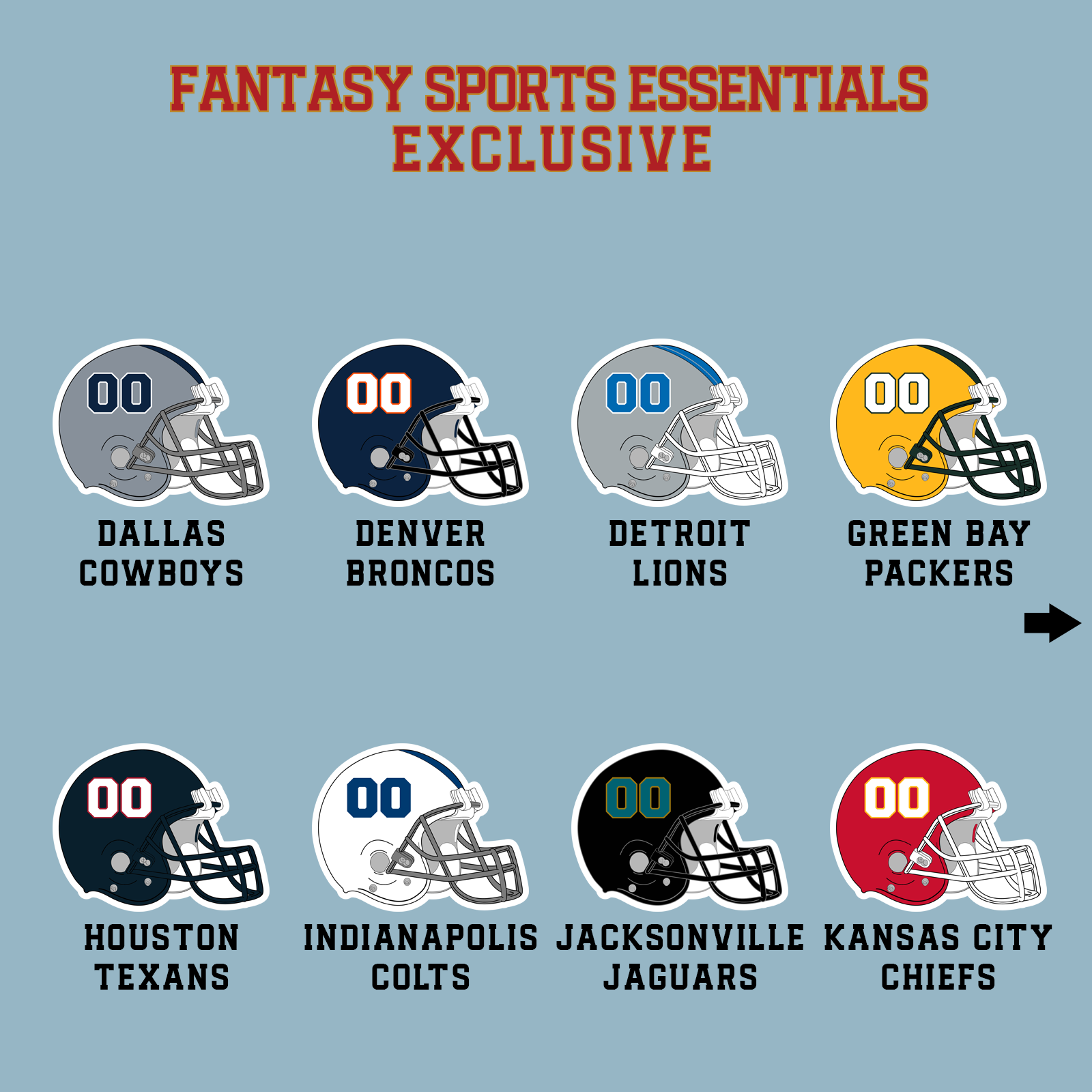 Fantasy Sports Essentials Exclusive Custom 2024 Pro Football Helmet Matte Stickers Page 2