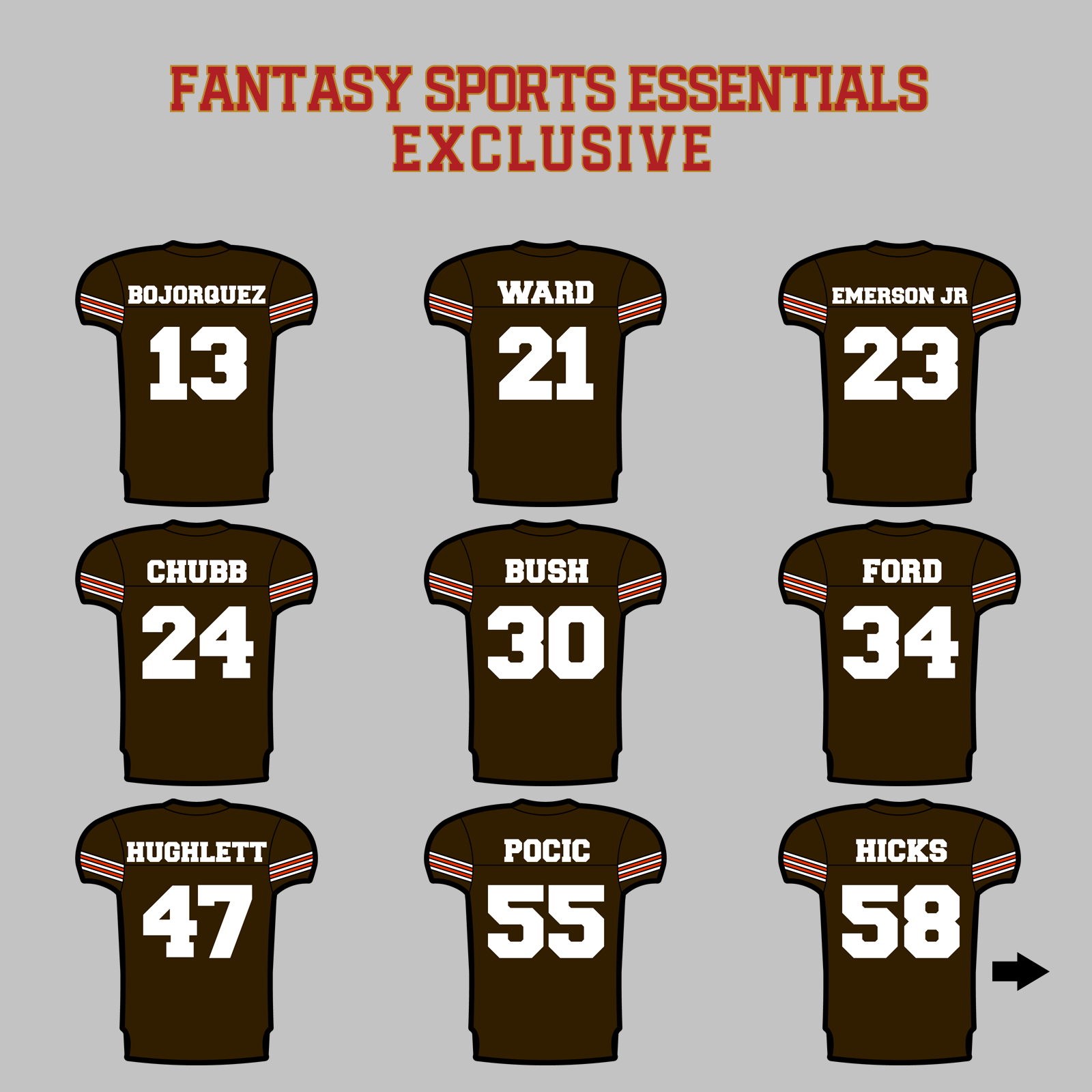 Fantasy Sports Essentials Exclusive Cleveland Browns 2024 Home Jersey Magnets Page 2