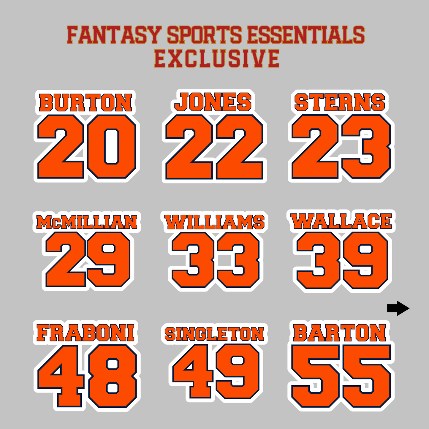 Fantasy Sports Essentials Exclusive Denver Broncos 2024 Name and Number Magnets Page 2