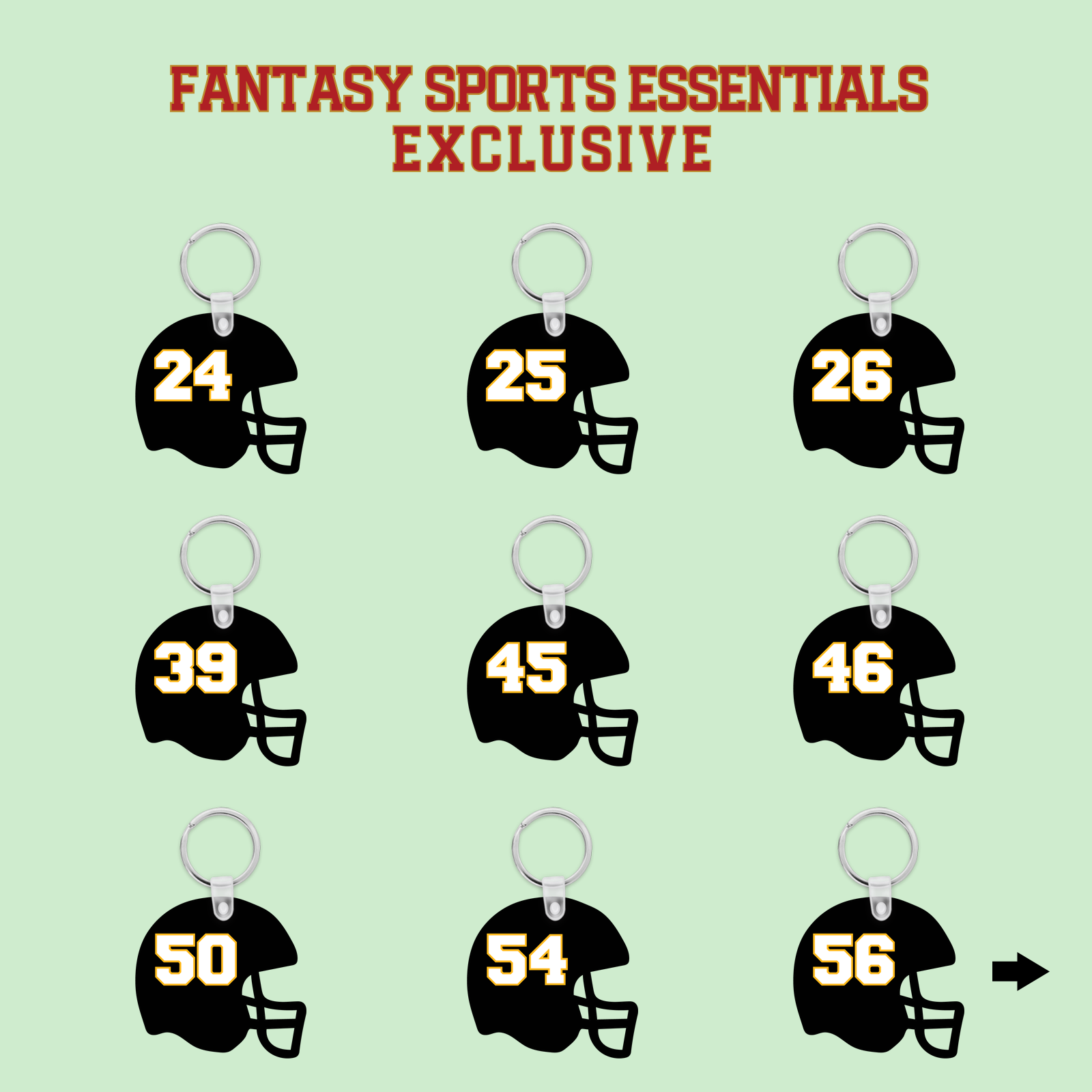 Fantasy Sports Essentials Exclusive Pittsburgh Steelers 2024 Helmet Keychains Page 2