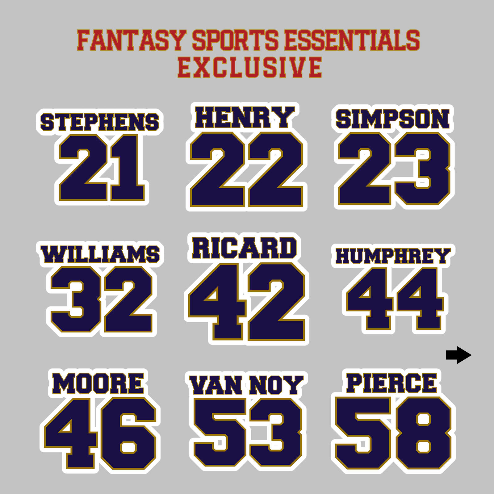 Fantasy Sports Essentials Exclusive Baltimore Ravens 2024 Name and Number Magnets Page 2