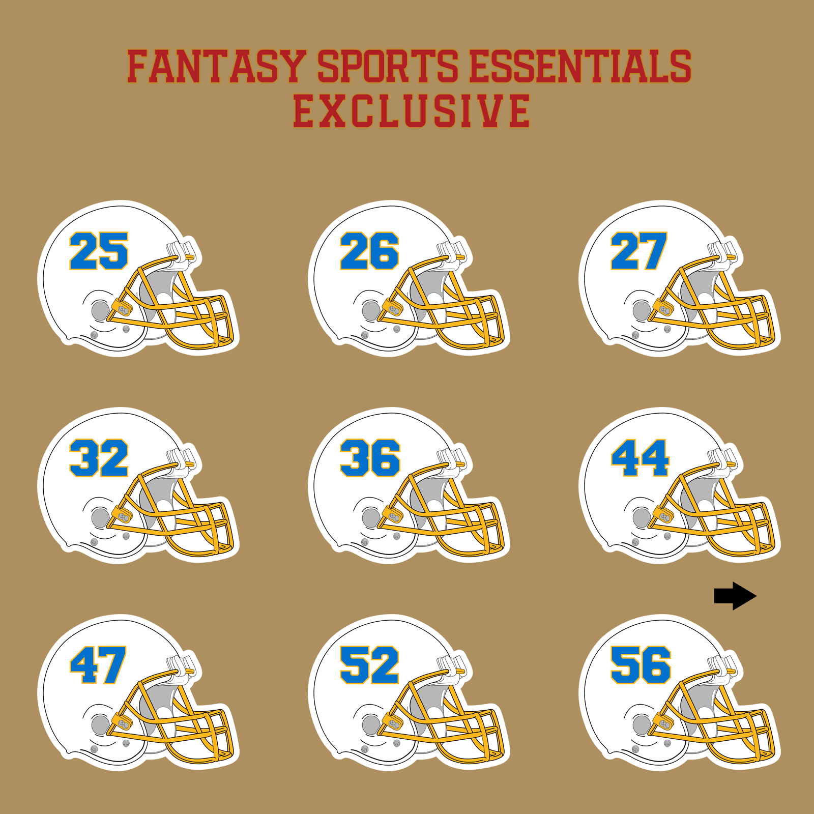 Fantasy Sports Essentials Exclusive Los Angeles Chargers 2024 Helmet Glossy Stickers Page 2