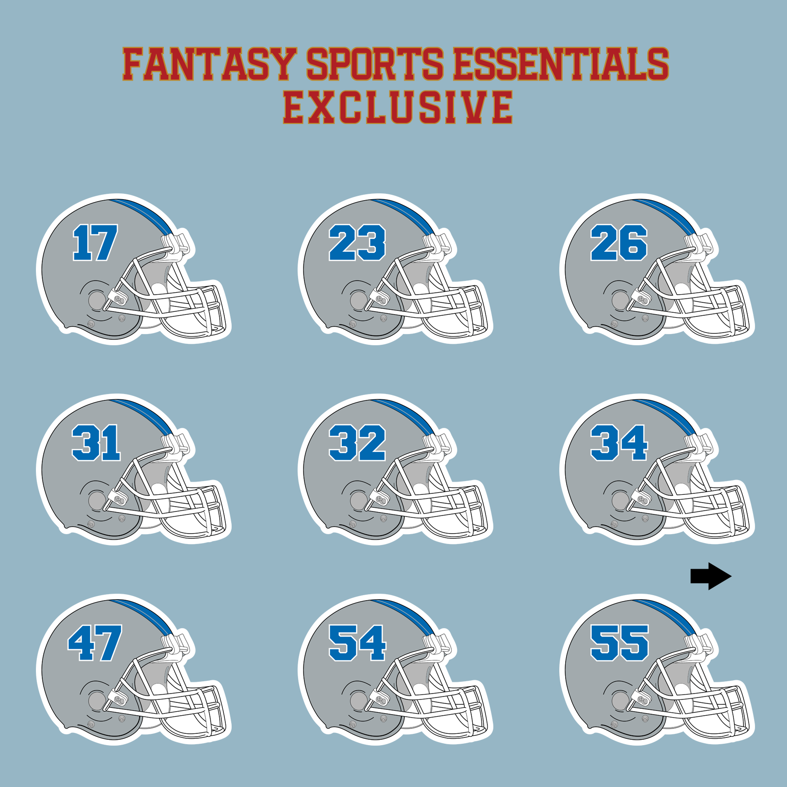 Fantasy Sports Essentials Exclusive Detrot Lions 2024 Helmet Matte Stickers Page 2