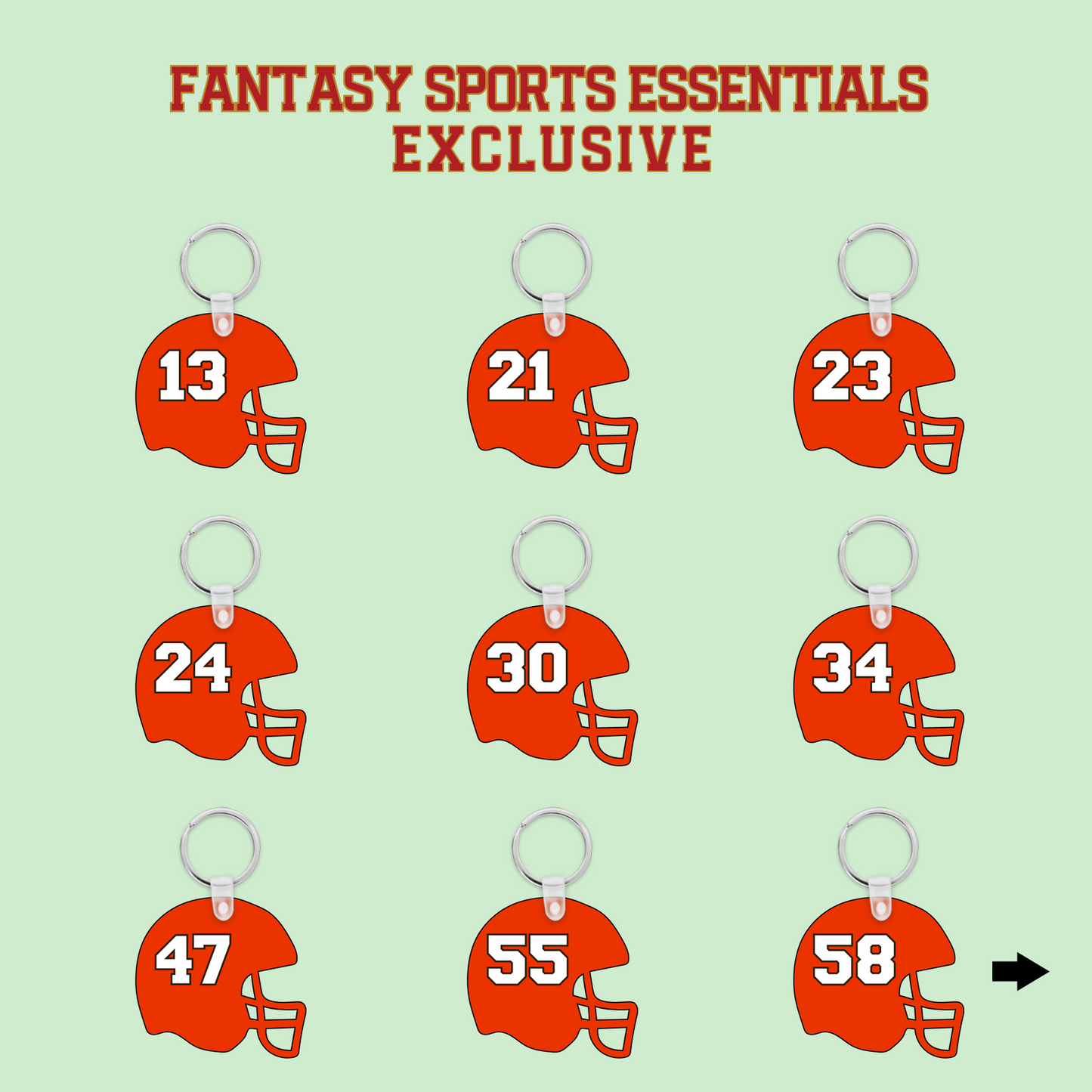 Fantasy Sports Essentials Exclusive Cleveland Browns 2024 Helmet Keychains Page 2