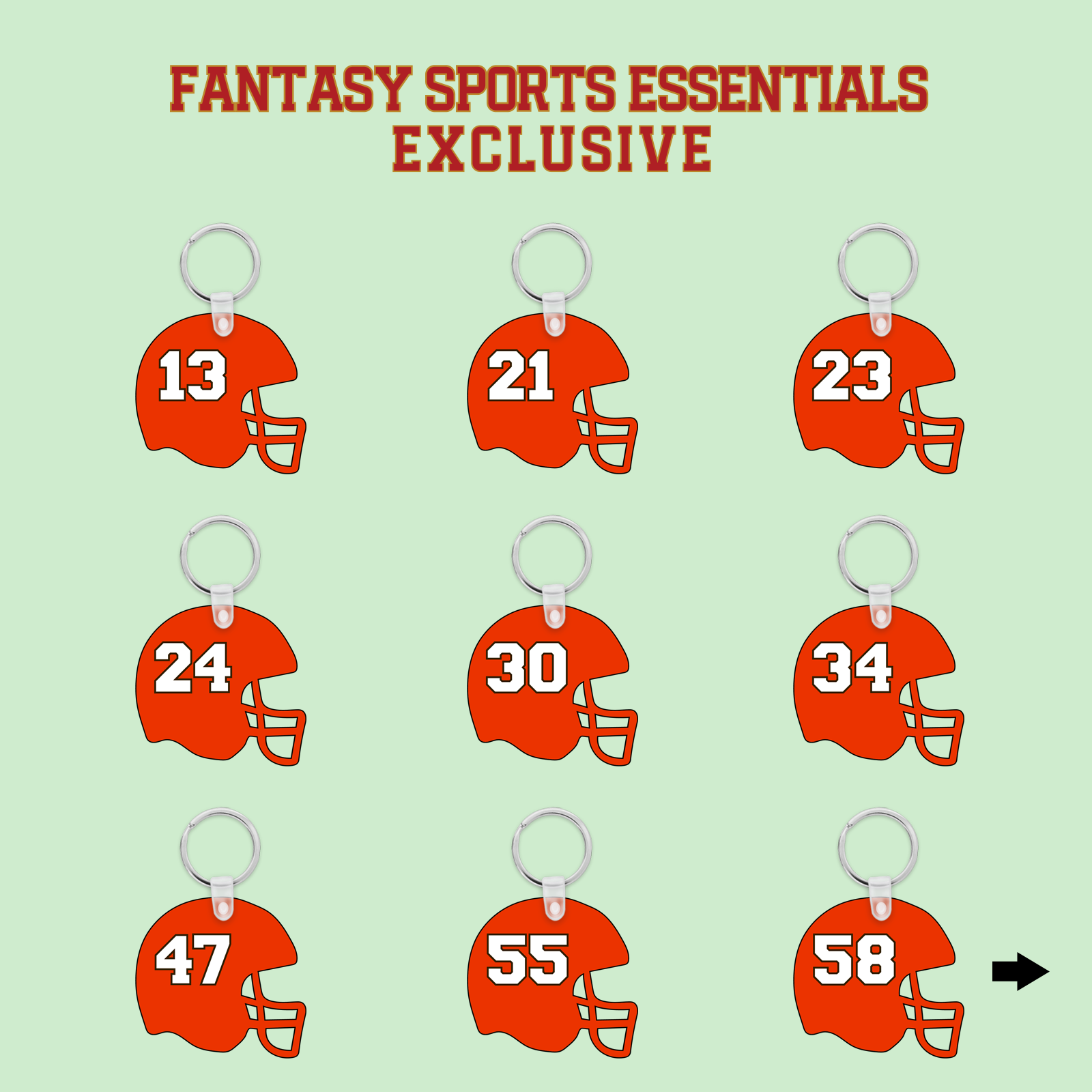 Fantasy Sports Essentials Exclusive Cleveland Browns 2024 Helmet Keychains Page 2