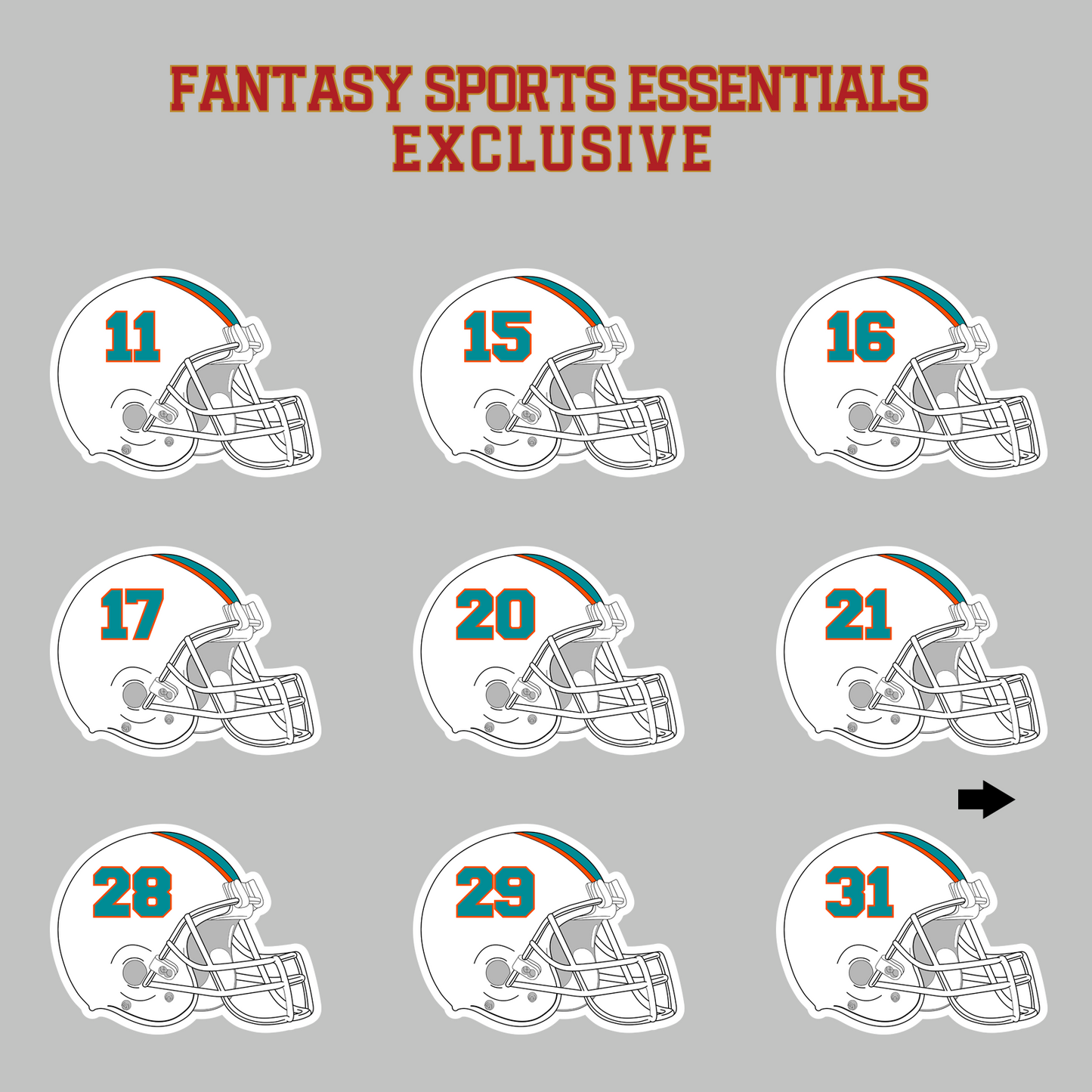 Fantasy Sports Essentials Exclusive Miami Dolphins 2024 Helmet Magnets Page 2