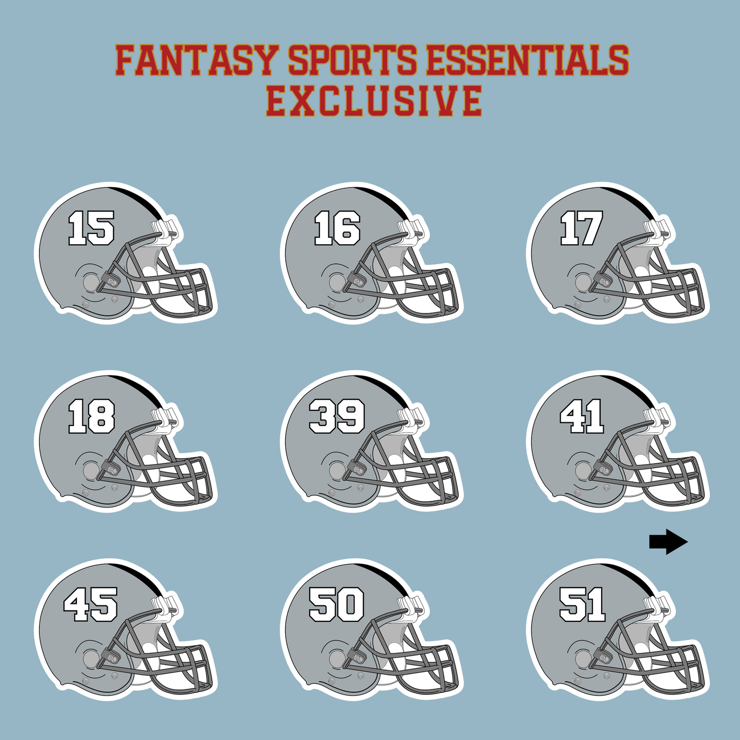 Fantasy Sports Essentials Exclusive Las Vegas Raiders 2024 Helmet Matte Stickers Page 2