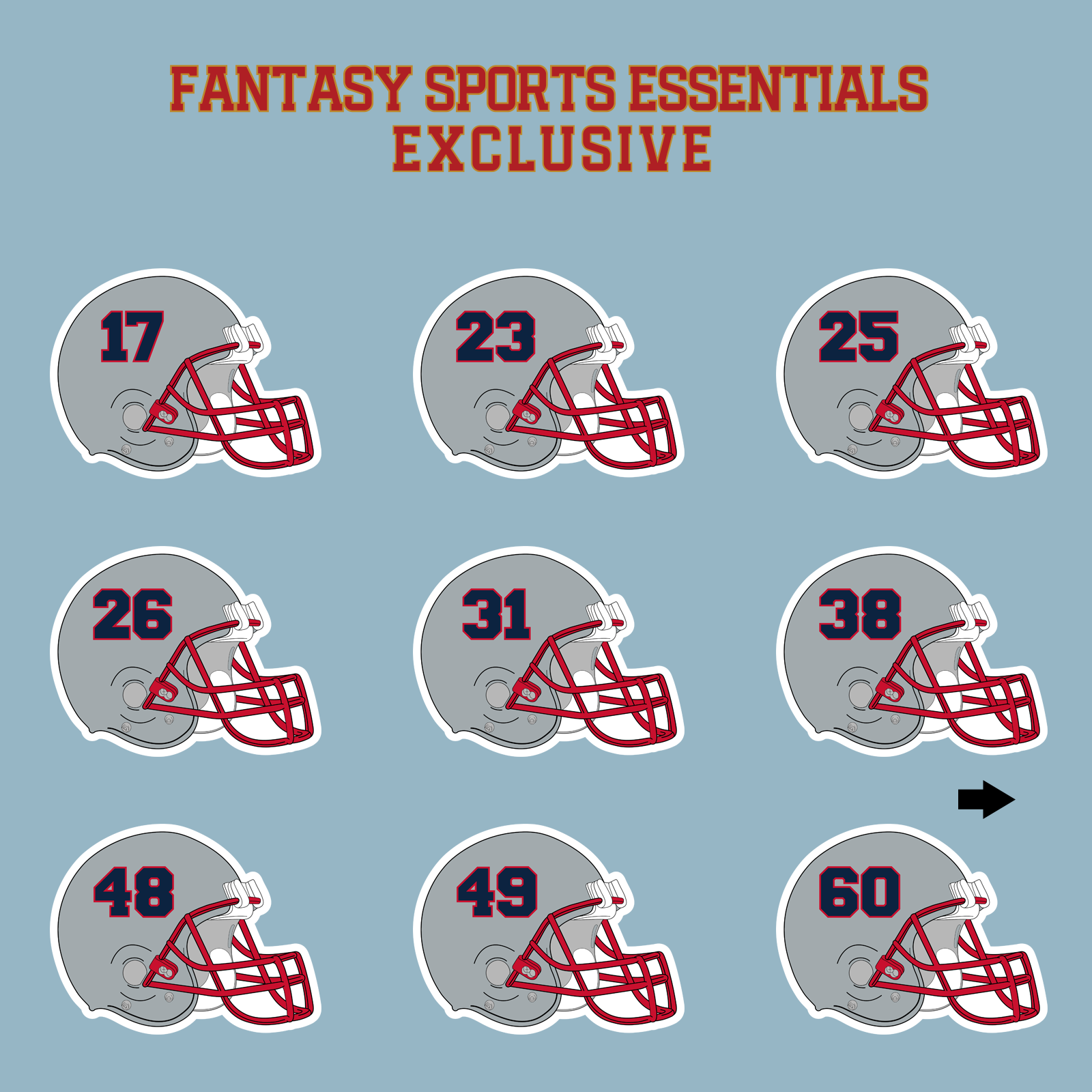 Fantasy Sports Essentials Exclusive New England Patriots 2024 Helmet Matte Stickers Page 2