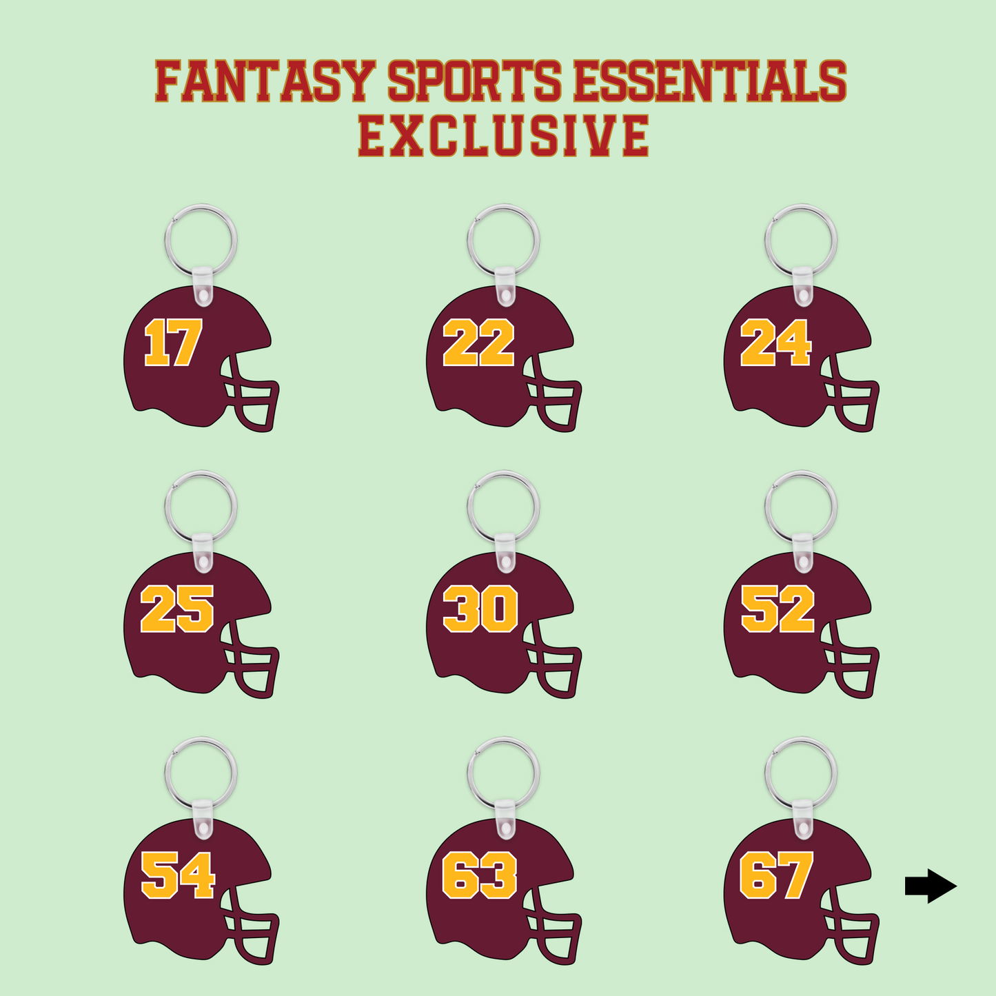 Fantasy Sports Essentials Exclusive Washington Commanders 2024 Helmet Keychains Page 2