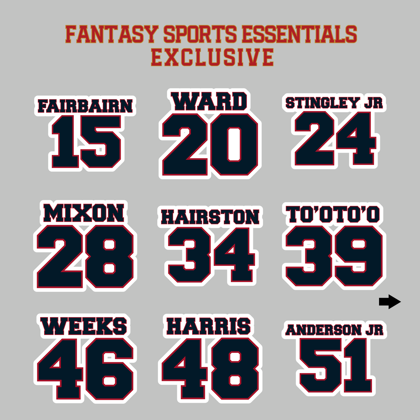 Fantasy Sports Essentials Exclusive Houston Texans 2024 Name and Number Magnets Page 2