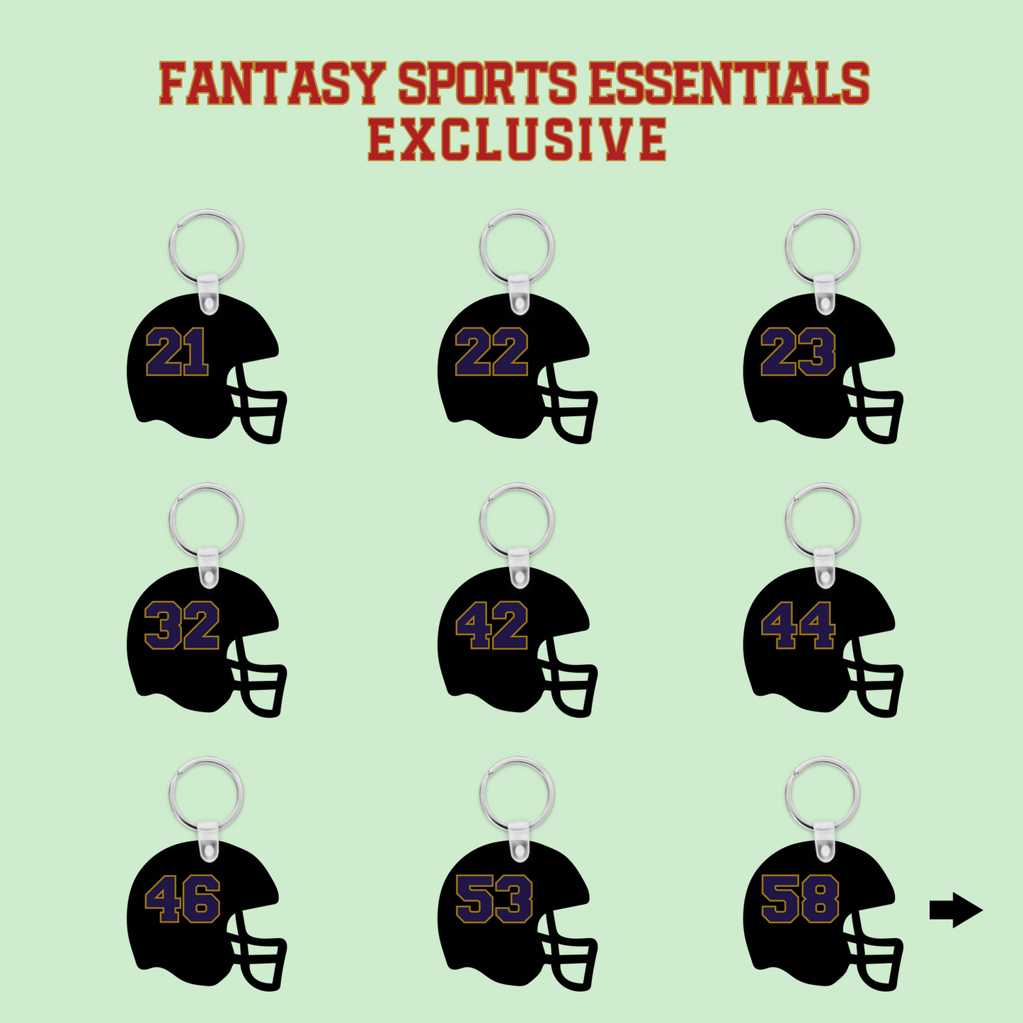 Fantasy Sports Essentials Exclusive Baltimore Ravens 2024 Helmet Keychains Page 2