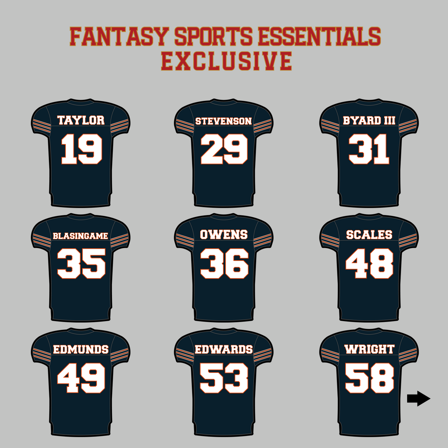 Fantasy Sports Essentials Exclusive Chicago Bears 2024 Home Jersey Magnets Page 2