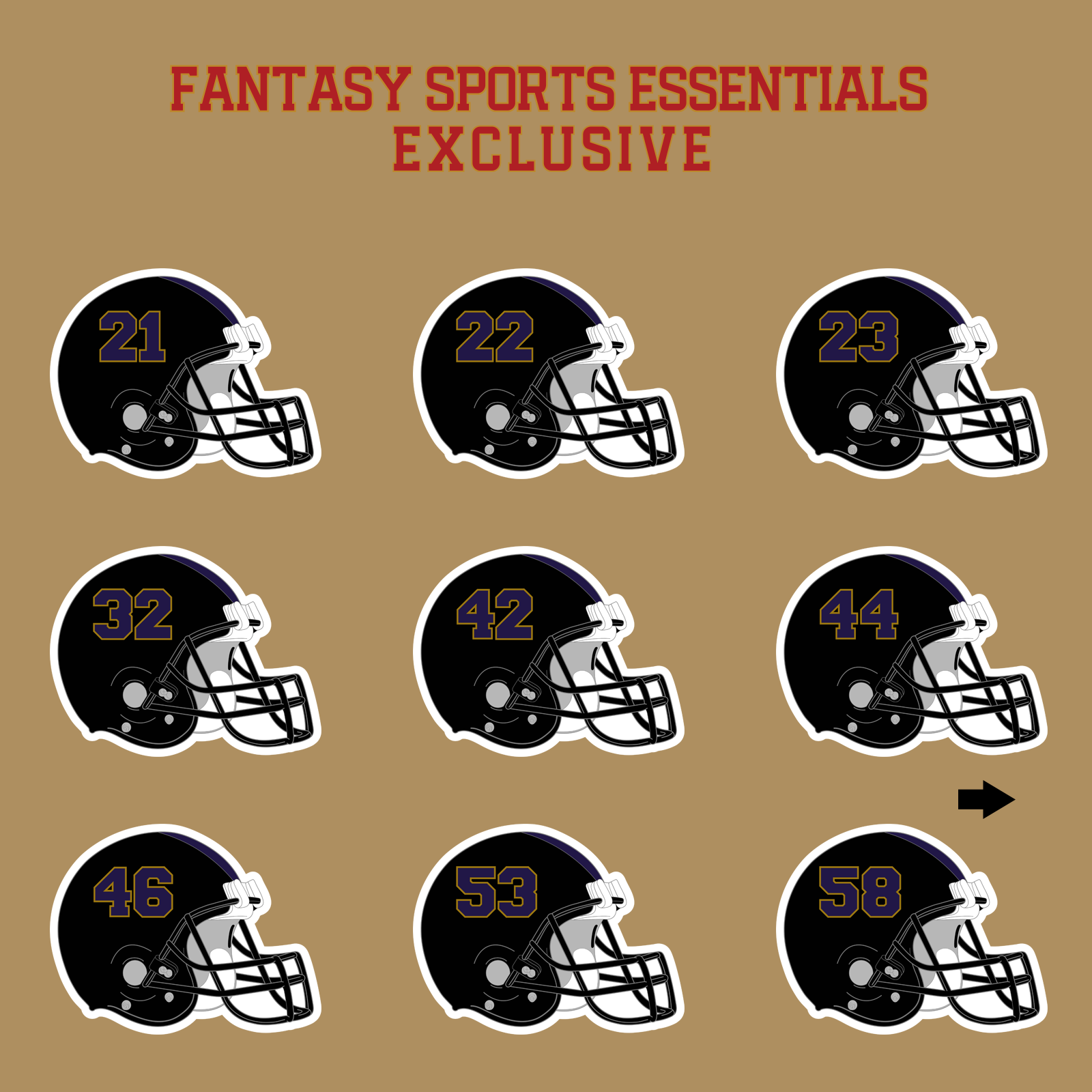 Fantasy Sports Essentials Exclusive Baltimore Ravens 2024 Helmet Glossy Stickers Page 2