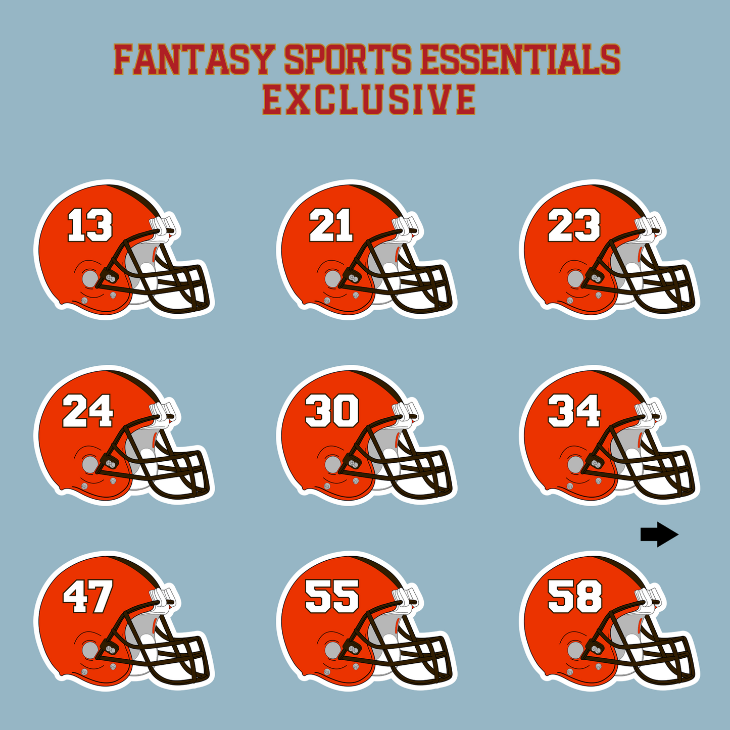 Fantasy Sports Essentials Exclusive Cleveland Browns 2024 Helmet Matte Stickers Page 2