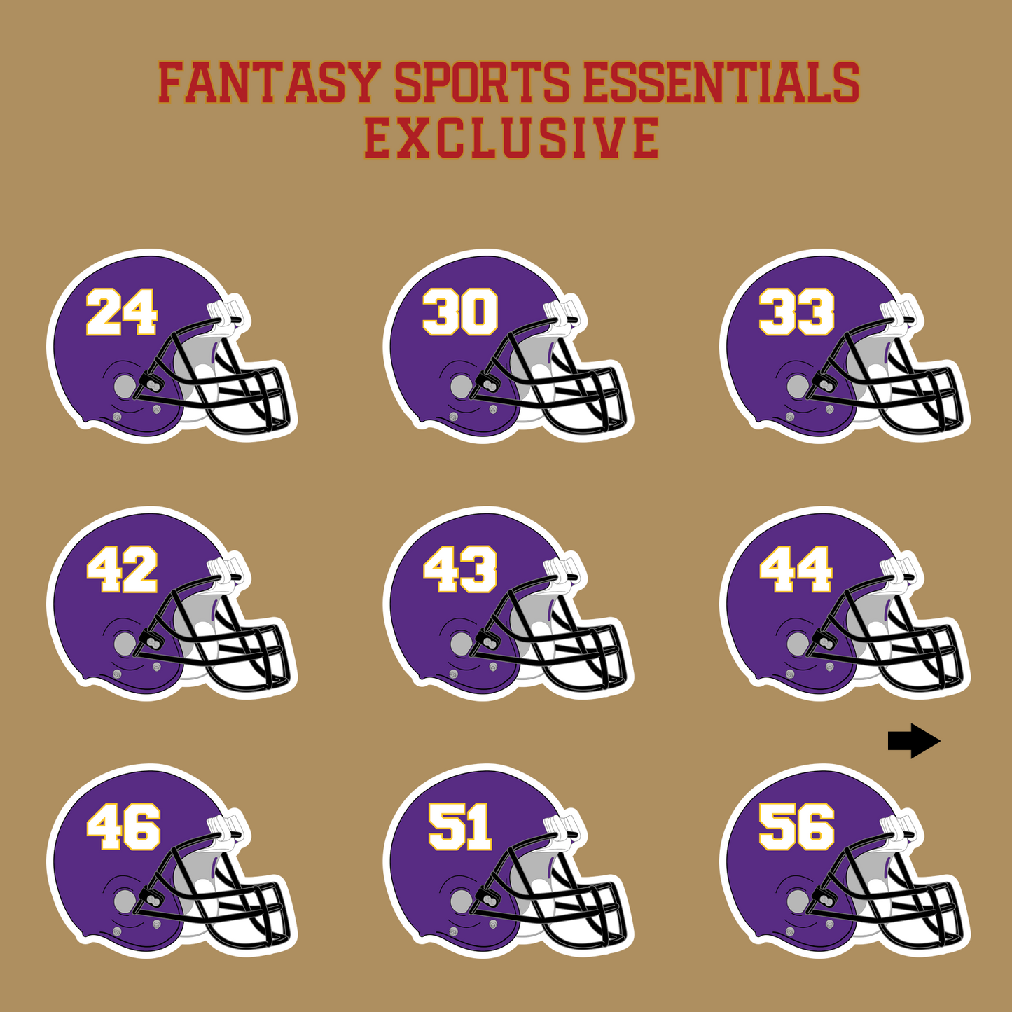 Fantasy Sports Essentials Exclusive Minnesota Vikings 2024 Helmet Glossy Stickers Page 2