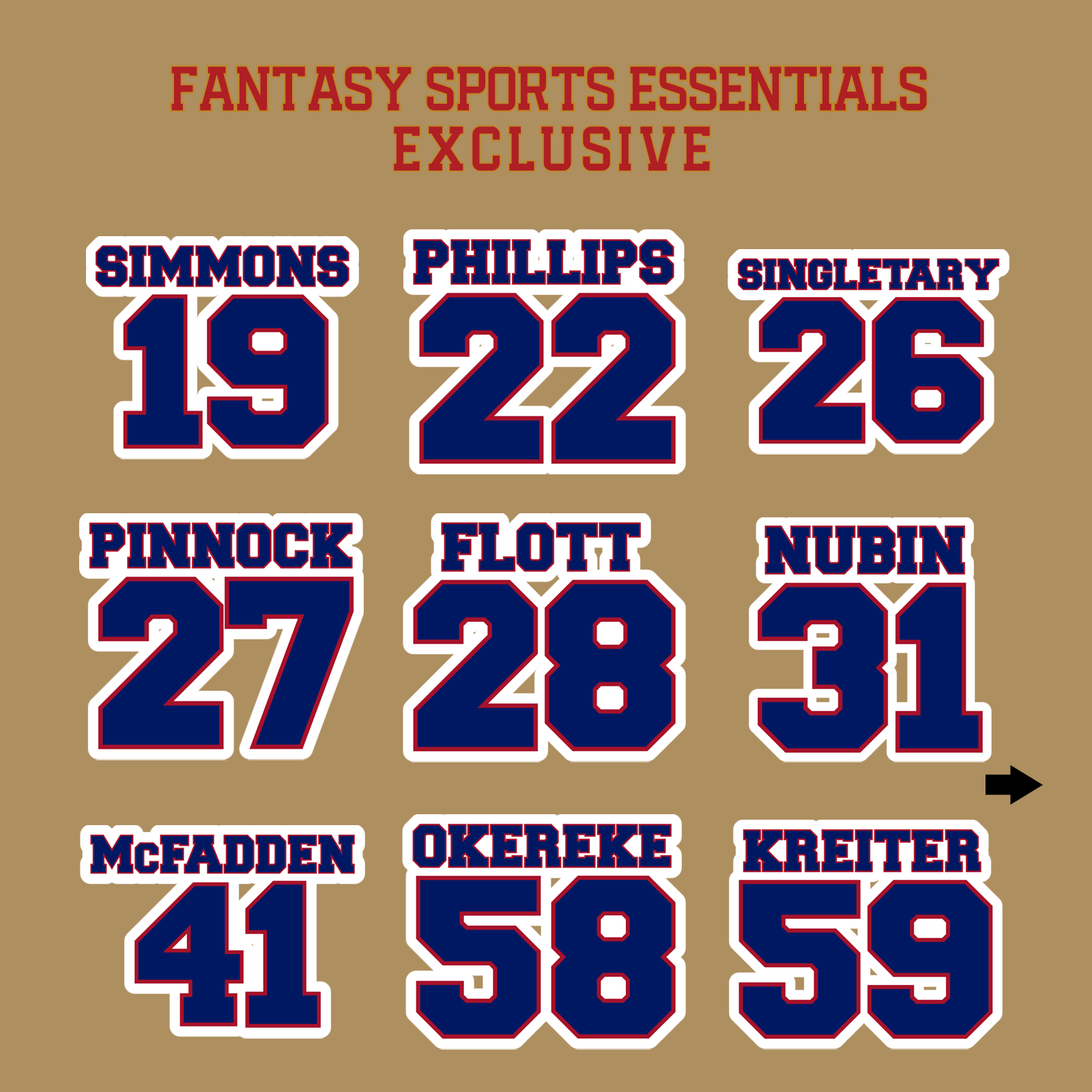 Fantasy Sports Essentials Exclusive New York Giants 2024 Name and Number Glossy Stickers Page 2