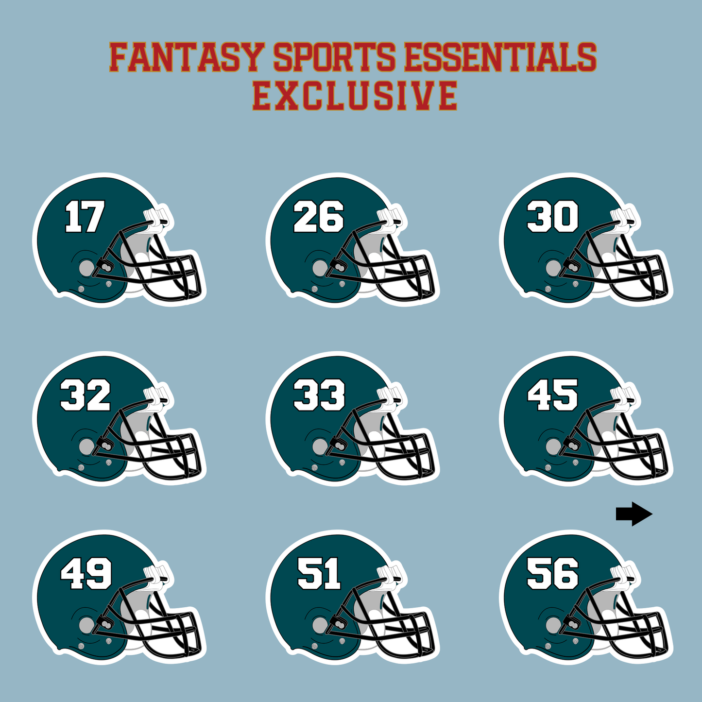 Fantasy Sports Essentials Exclusive Philadelphia Eagles 2024 Helmet Matte Stickers Page 2